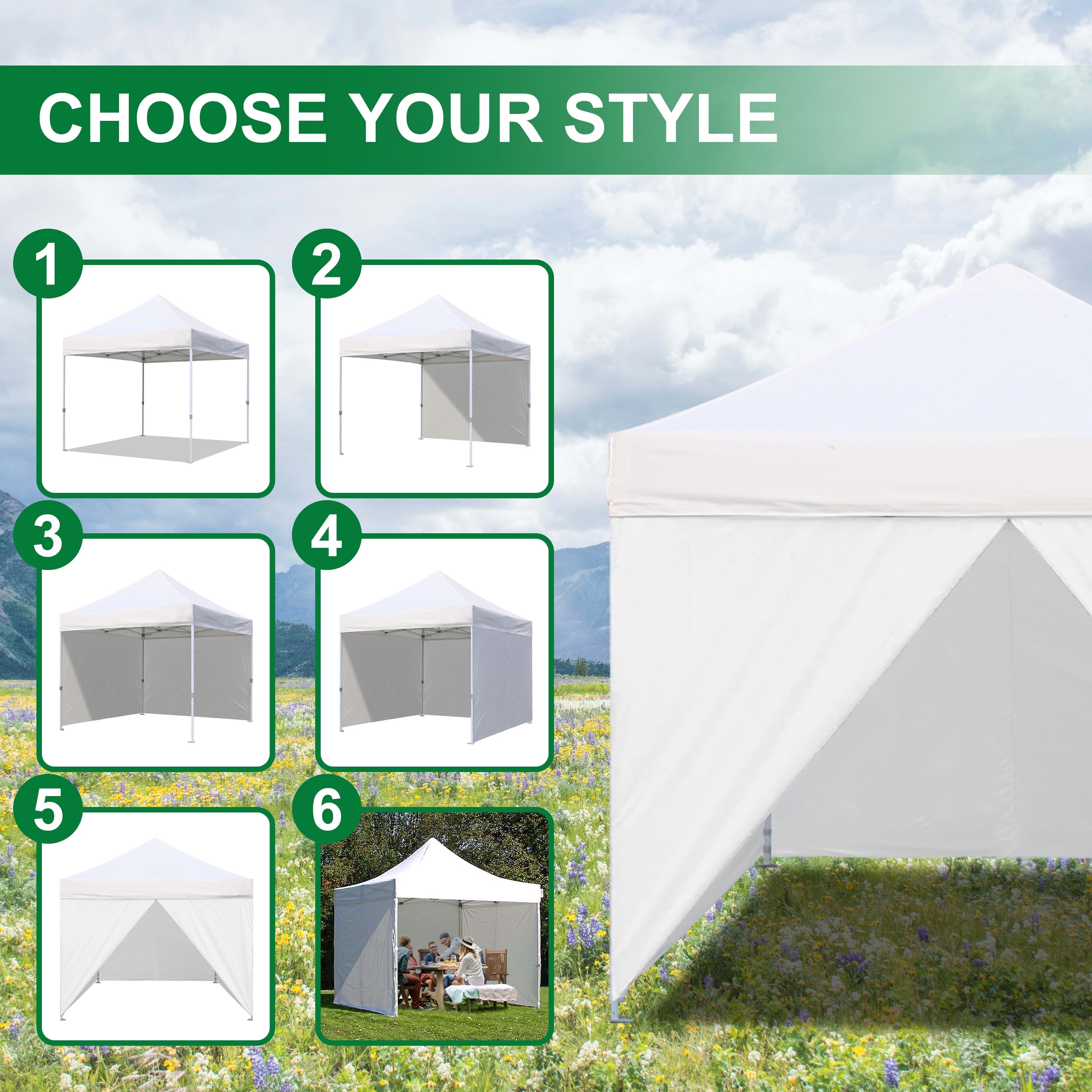 Euromax 10x10ft Pop up Canopy Commercial Tent with 4 Zippered Sidewalls,Black - Image 2