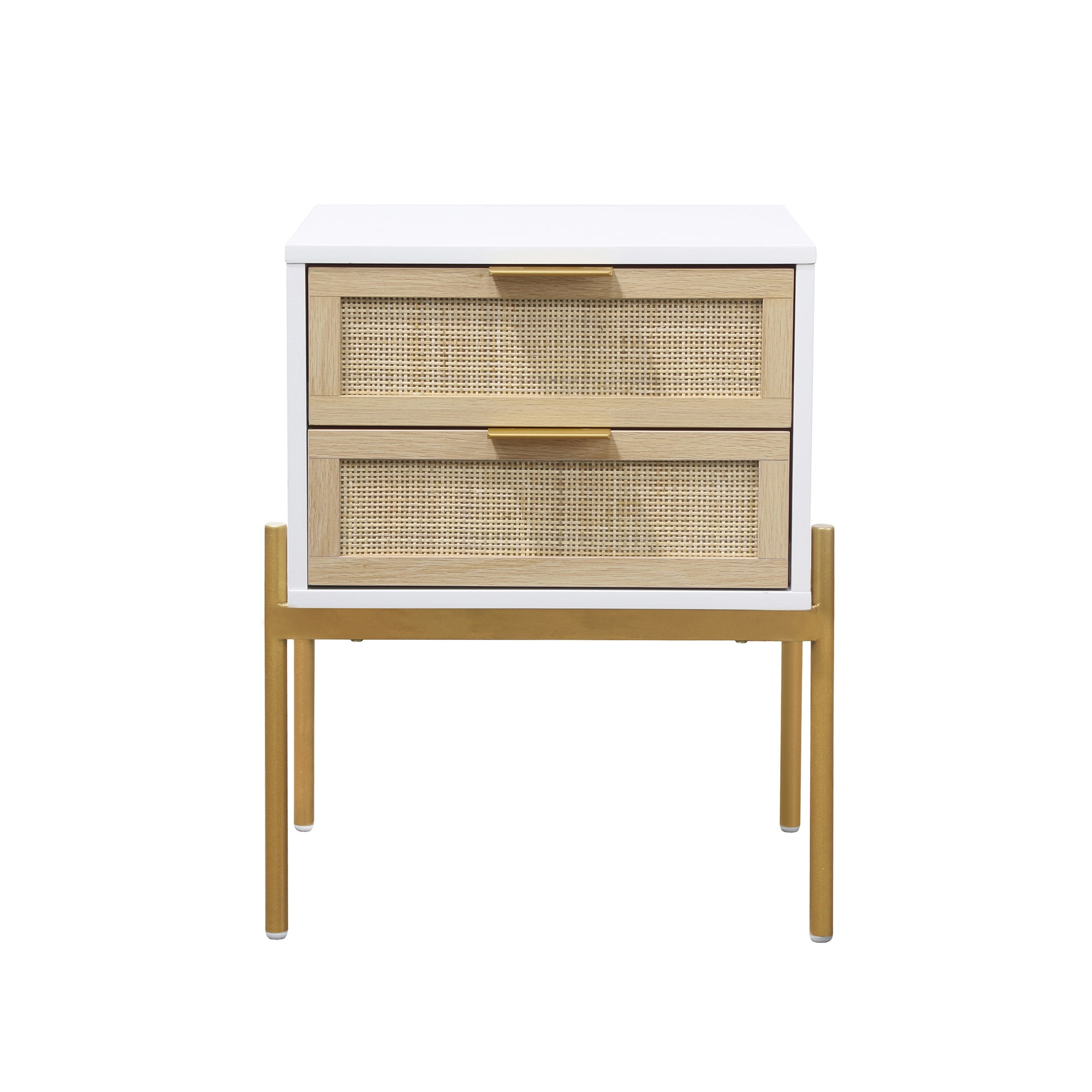 Nathan James Andrew Side Table with 2 Drawers, White/Gold - Image 4