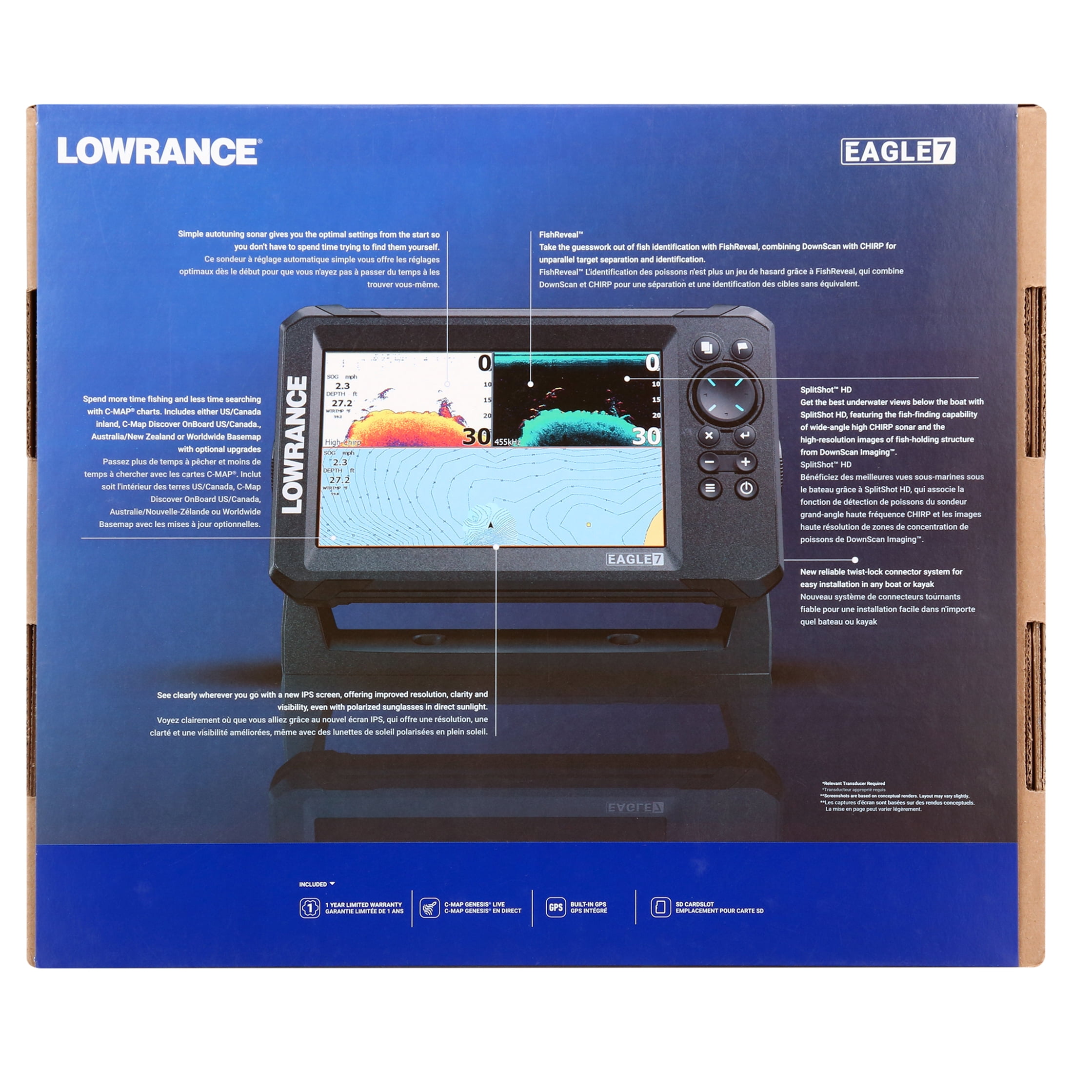 7" Lowrance EAGLE 7 SplitShot Fish Finder with IPS Screen C-Map - Image 7