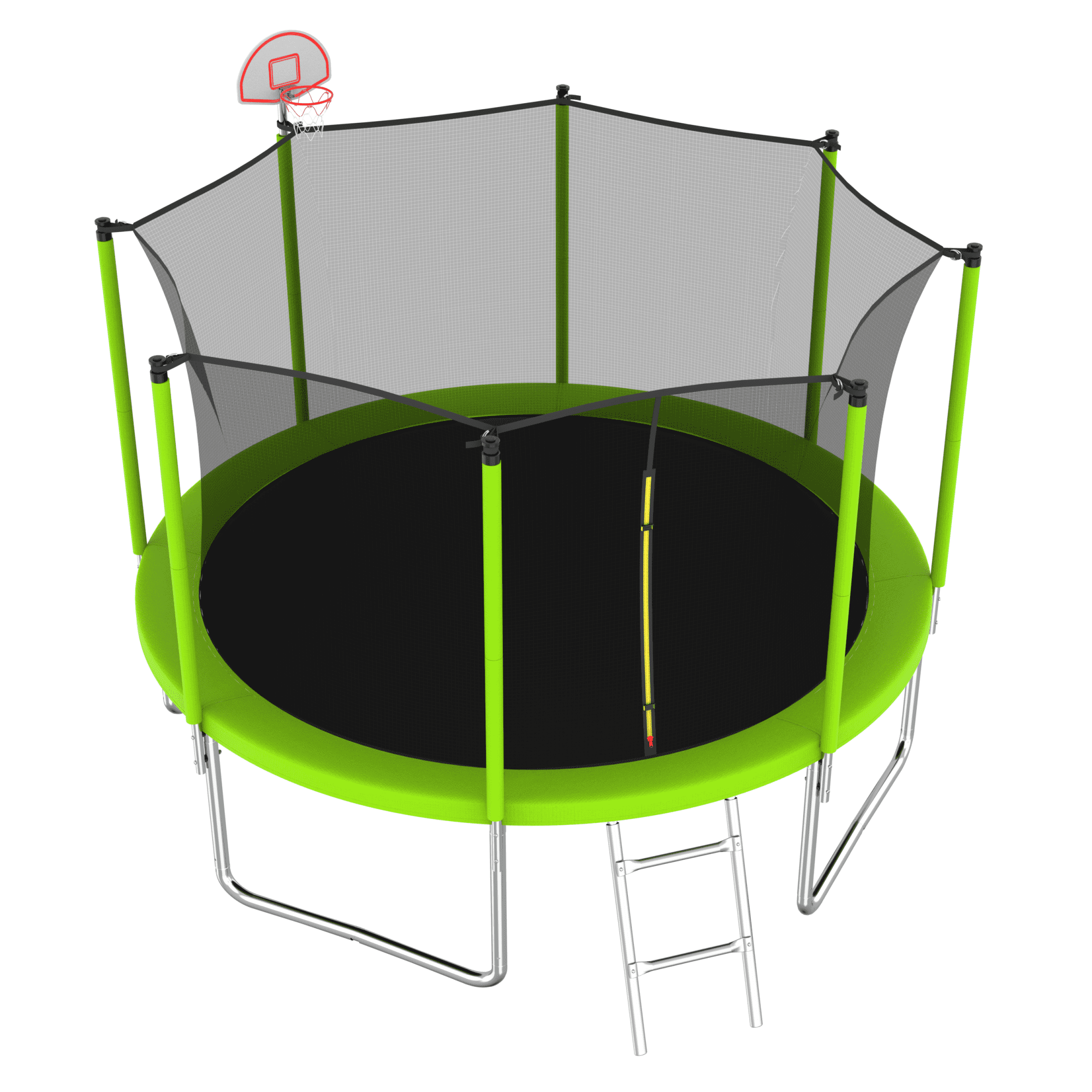 12FT Trampoline for Kids,Outdoor Trampoline with Basketball Hoop,Heavy-Duty Trampoline with Safety Enclosure Net,Green - Image 11