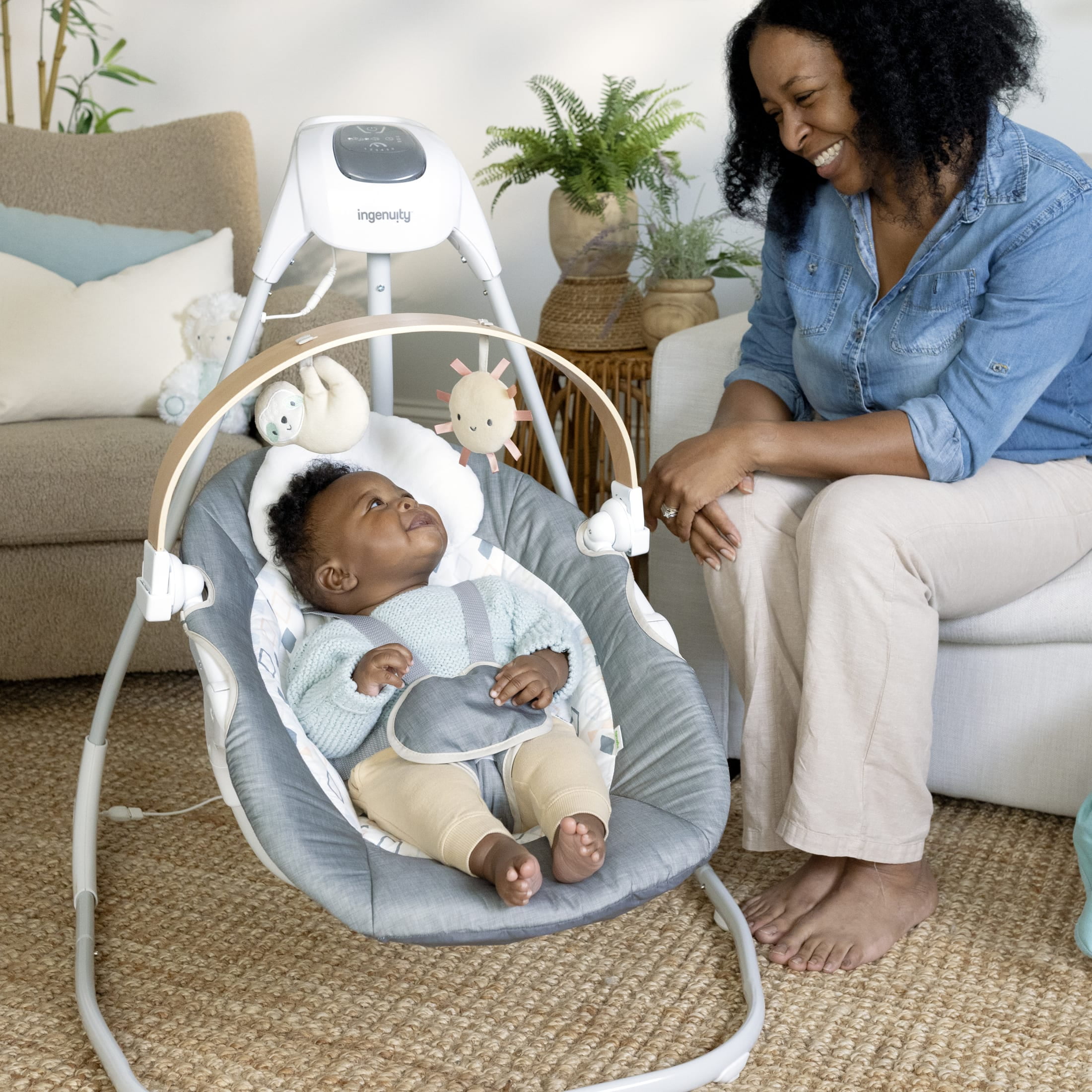 Ingenuity SimpleComfort Compact Soothing Swing Parker, Gray, Ages 0-9 Months - Image 10