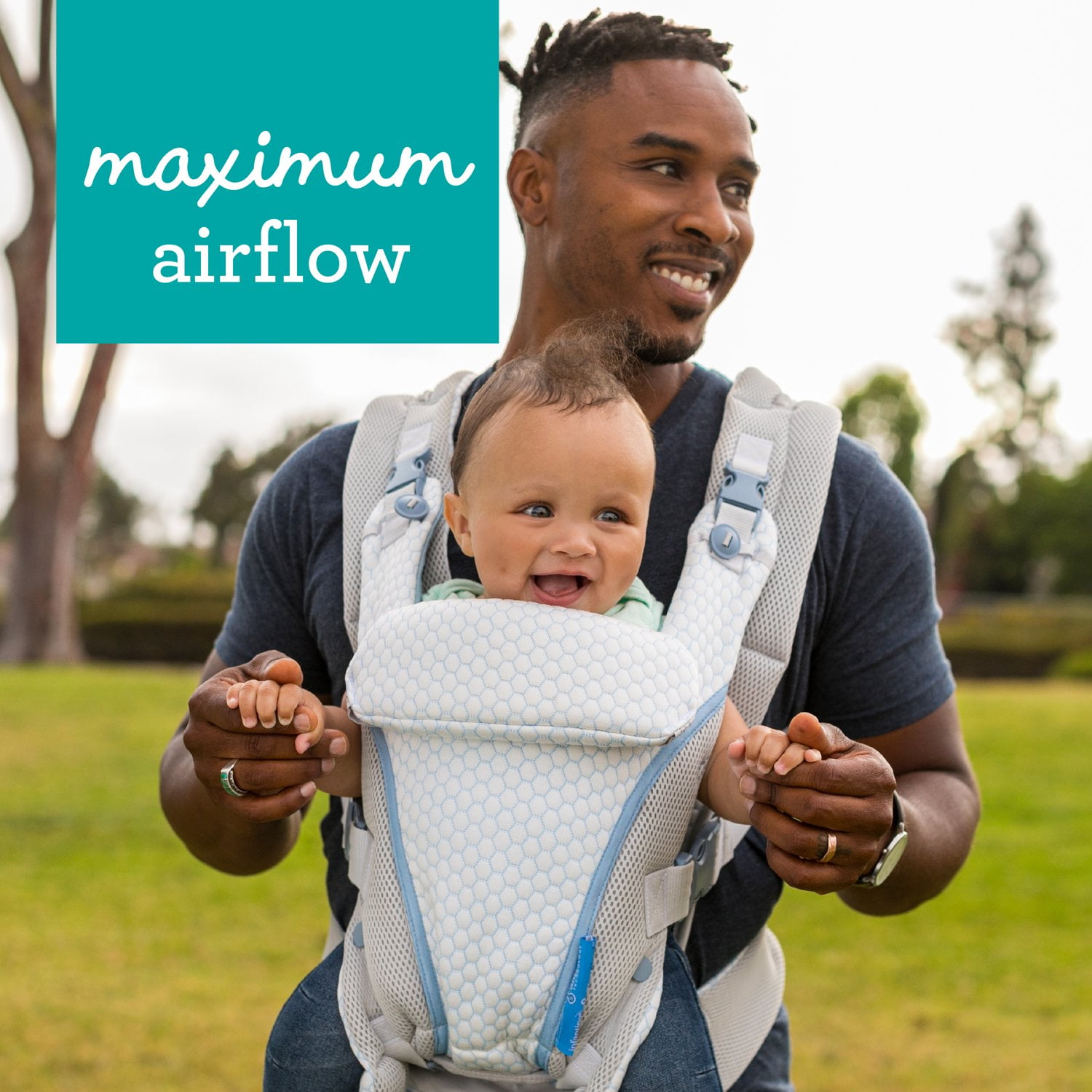 Infantino StayCool 4-in-1 Temperature Conditioned Ergonomic Unisex Baby Carrier, 8-40lb, White - Image 12