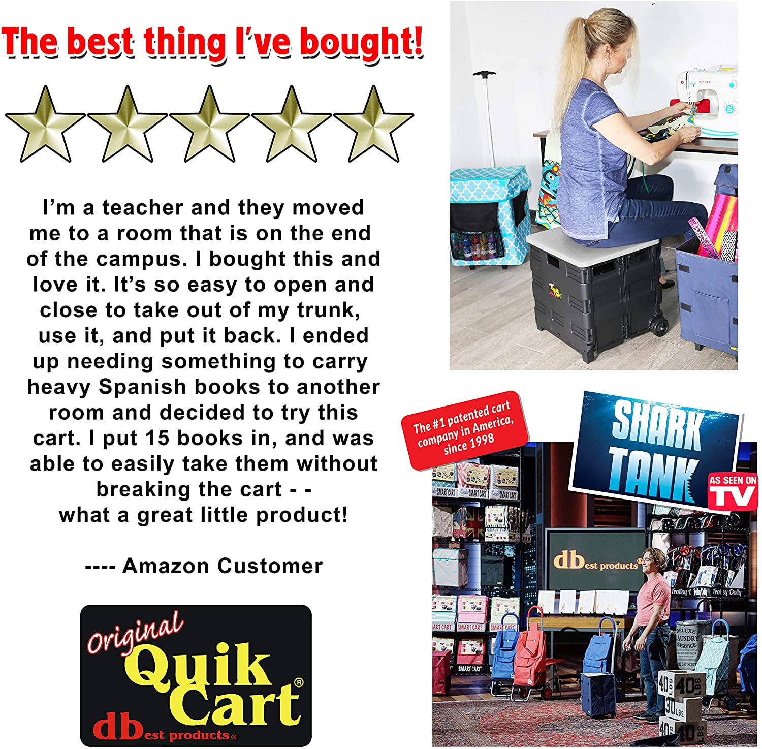 dbest products Quik Cart Collapsible Rolling Crate on Wheels for Teachers Tote Basket 80 lbs Capacity, Made from Heavy Duty Plastic and Used as a Seat, Grey - Image 2