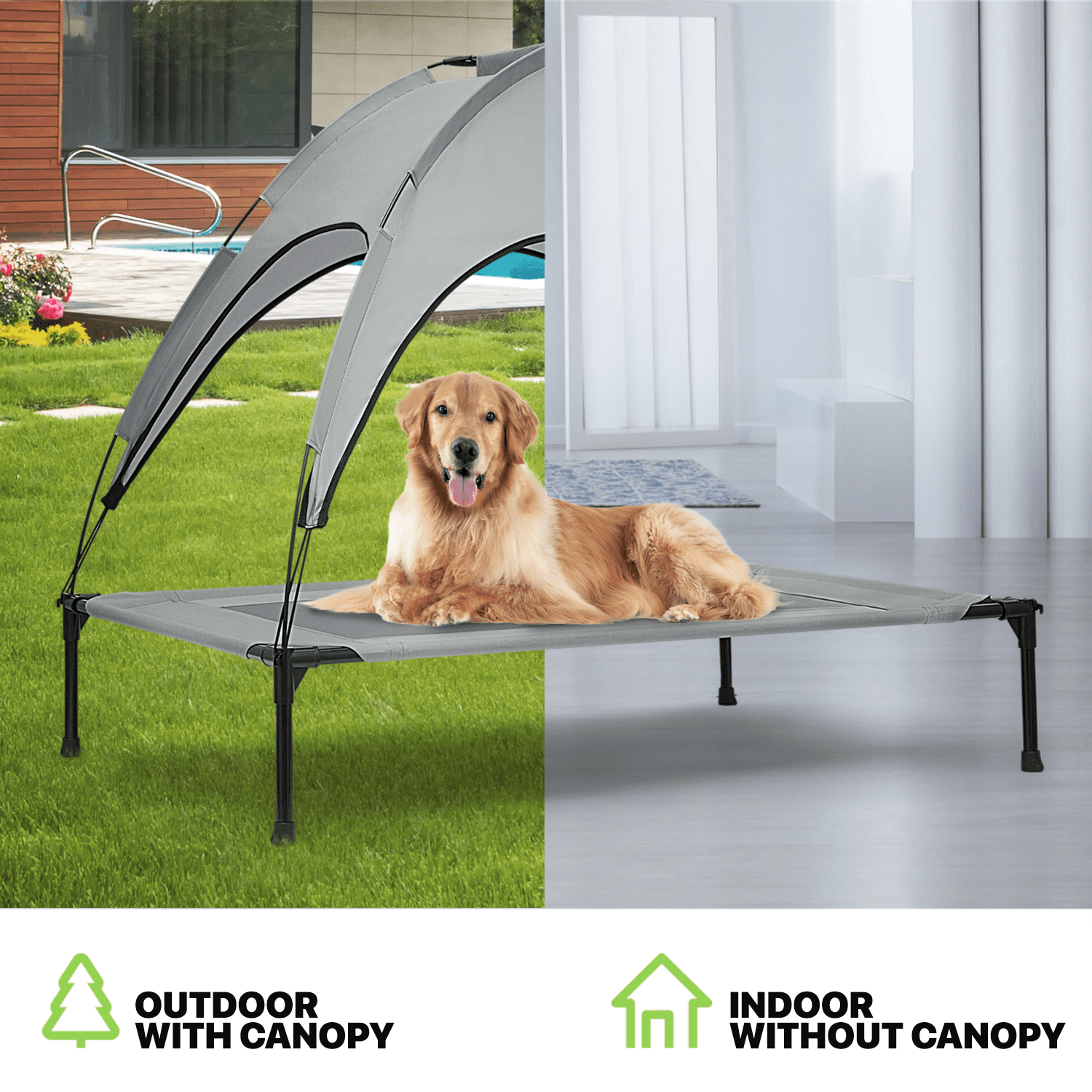 Magshion 48" Elevated Dog Bed for Dogs, Cooling Raised Pet Cot with Removable Waterproof Canopy Portable Dog Shade Tent for Indoor & Outdoor Use, Grey - Image 6