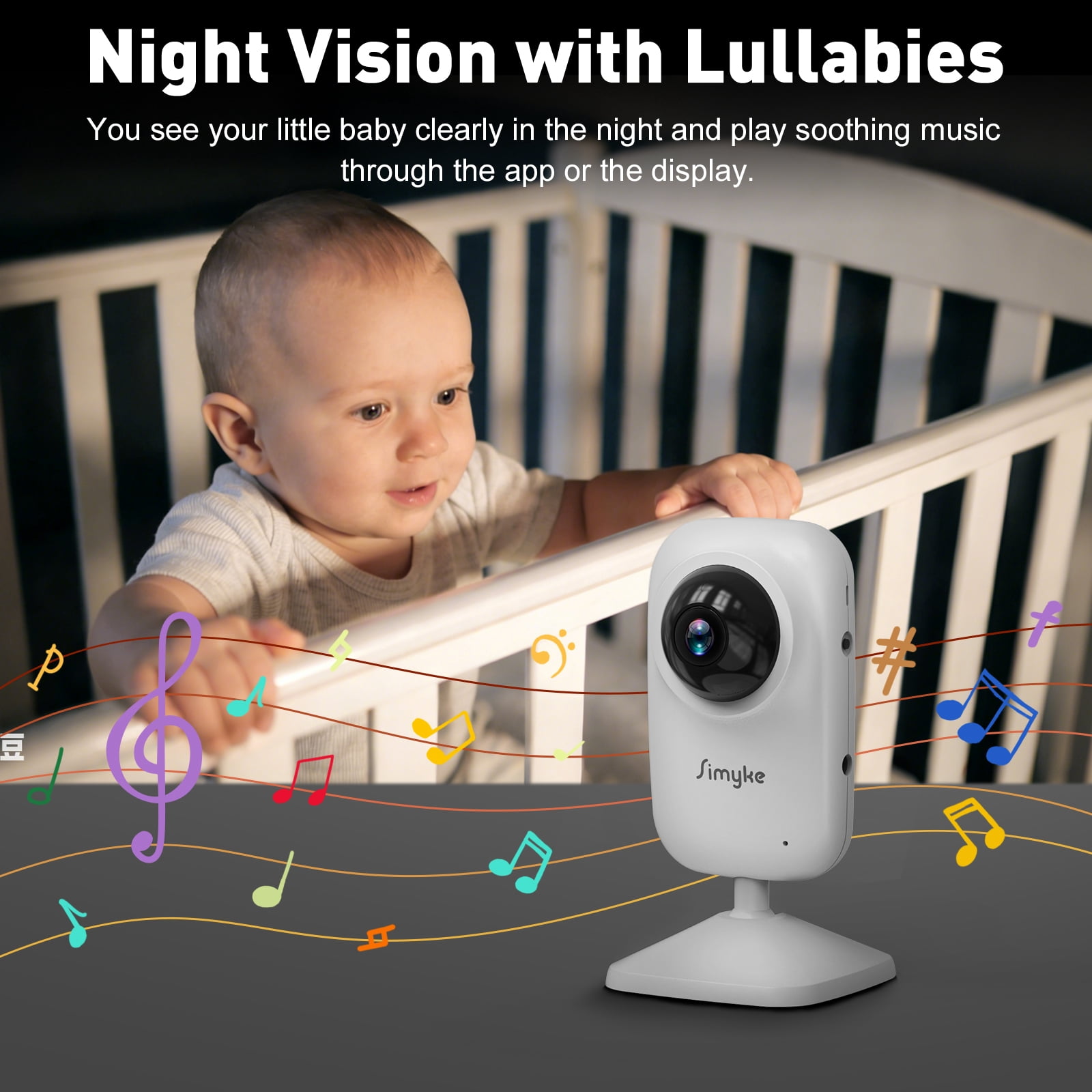 Simyke Dual Camera Video Baby Monitor, 2.8" LCD, Wireless, Night Vision, 2-Way Audio, App Access, 1200ft Range, Feeding Timer, Temperature Sensor, Portable for Home Use - Image 4