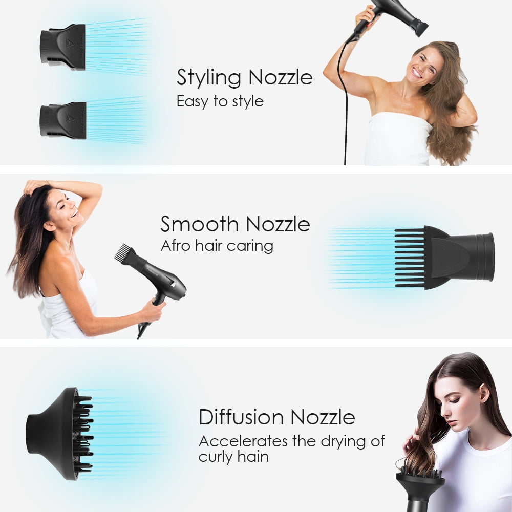 Faszin Ionic Salon Hair Dryer, Professional Blow Dryer 2200W AC Motor Fast Drying with 2 Speed, 3 Heat Setting, Cool Button, with Diffuser, Nozzle, Concentrator Comb for Curly and Straight Hair - Image 2