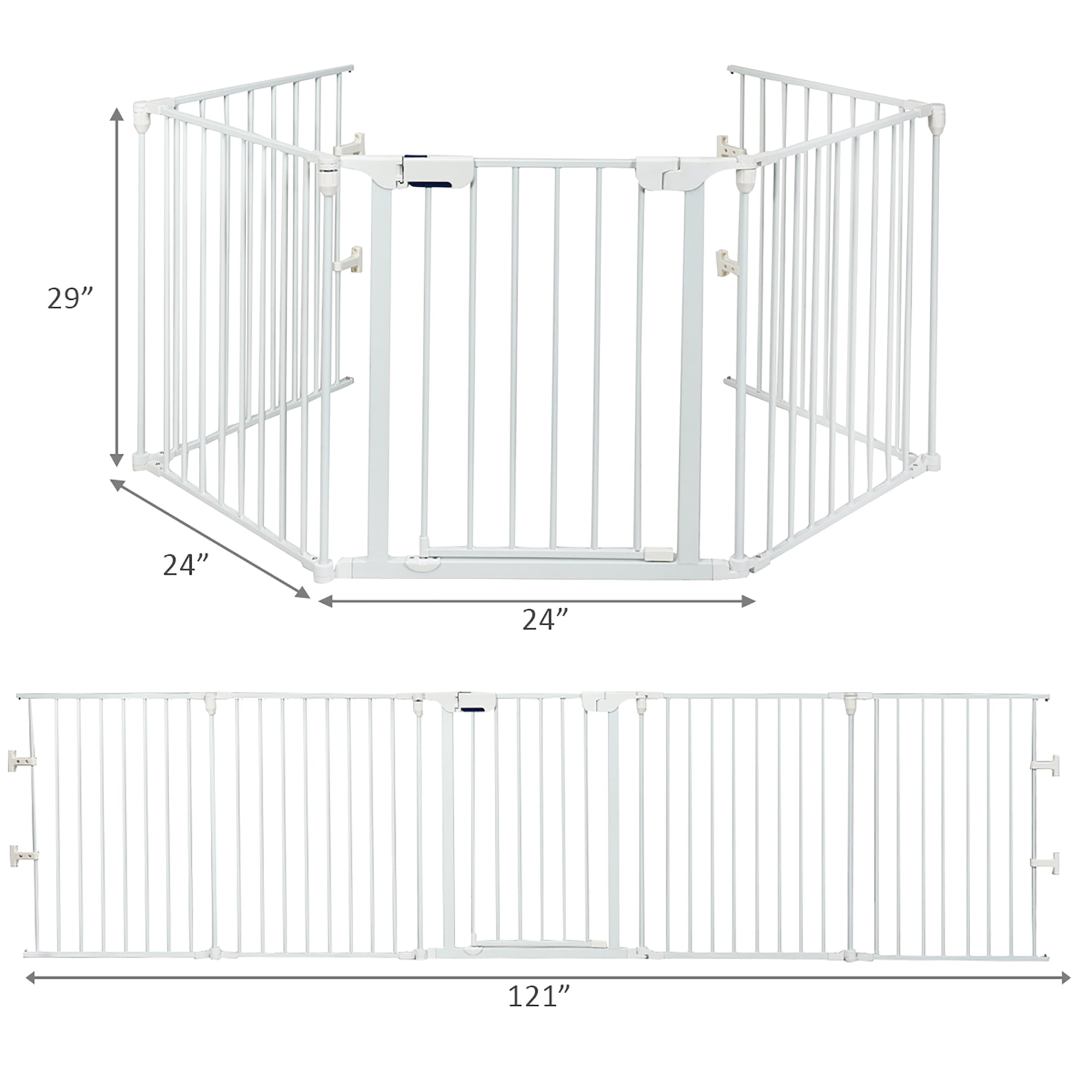 Costway Fireplace Fence Safety Fence Hearth Gate BBQ Metal Fire Gate Pet White - Image 7