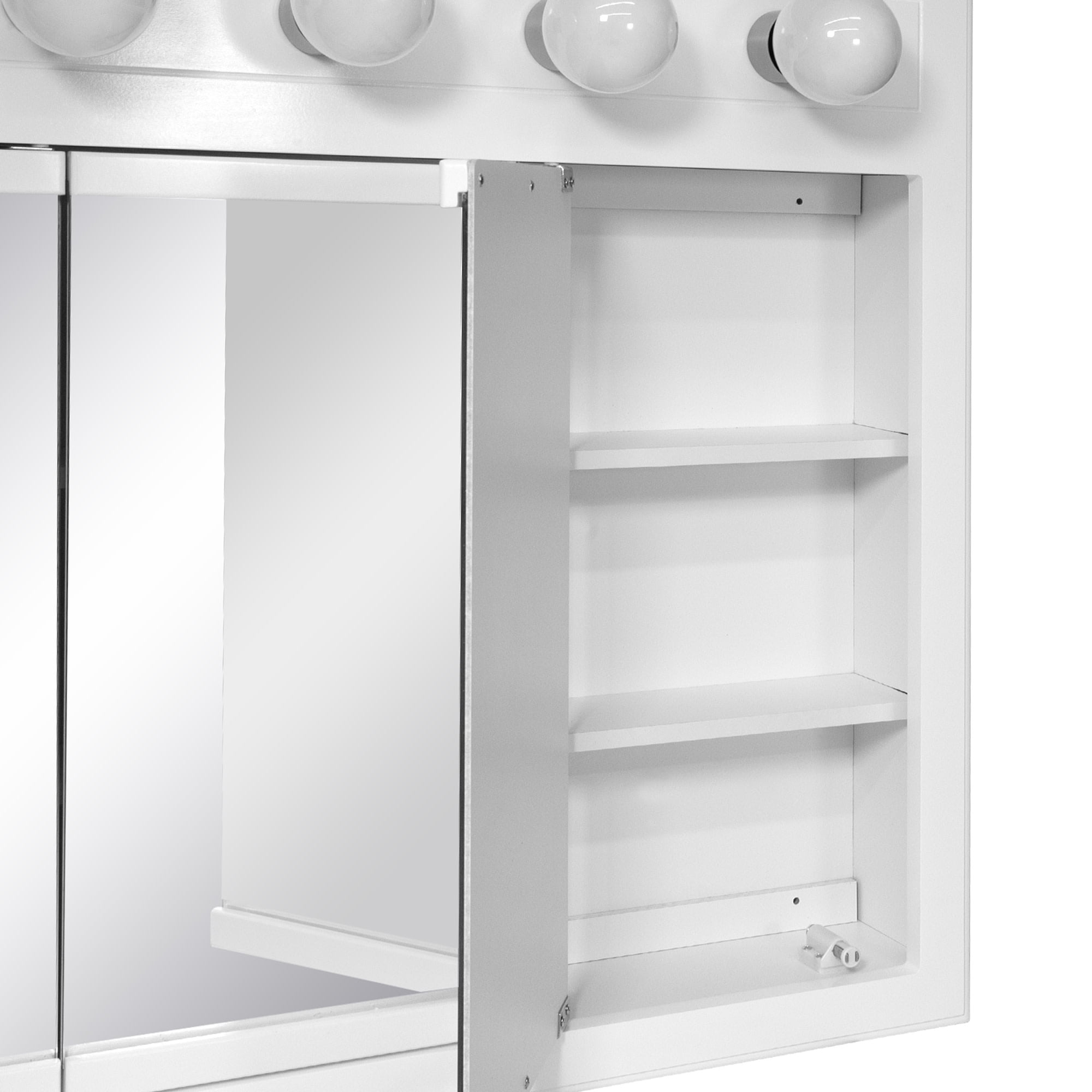 Design House Concord 36" Wall Mounted 5-Light Tri-View Bathroom Medicine Cabinet, White - Image 18