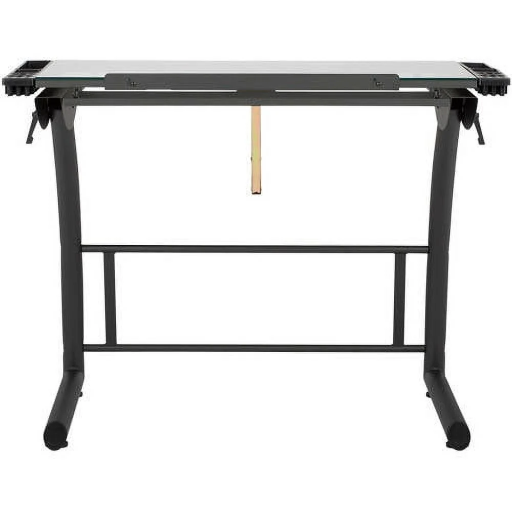 Studio Designs Triflex Hieght Adjustable Metal Frame with Glass Angle Adjustable Top Drafting Drawing Table Stand or Sit , Black/Clear Glass - Image 8