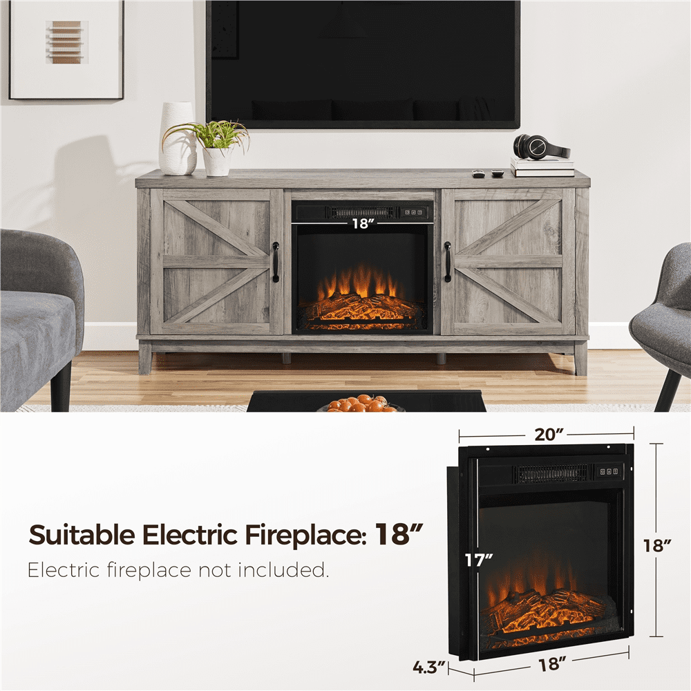 Alden Design Farmhouse Storage TV Stand for TVs up to 65", Gray - Image 3