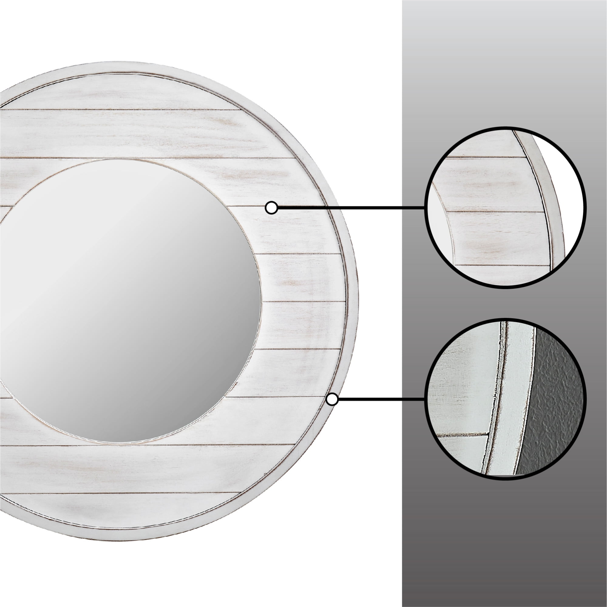 FirsTime & Co. White Ellison Shiplap Wall Mirror, Farmhouse, Round, 27 x 0.5 x 27 in - Image 2