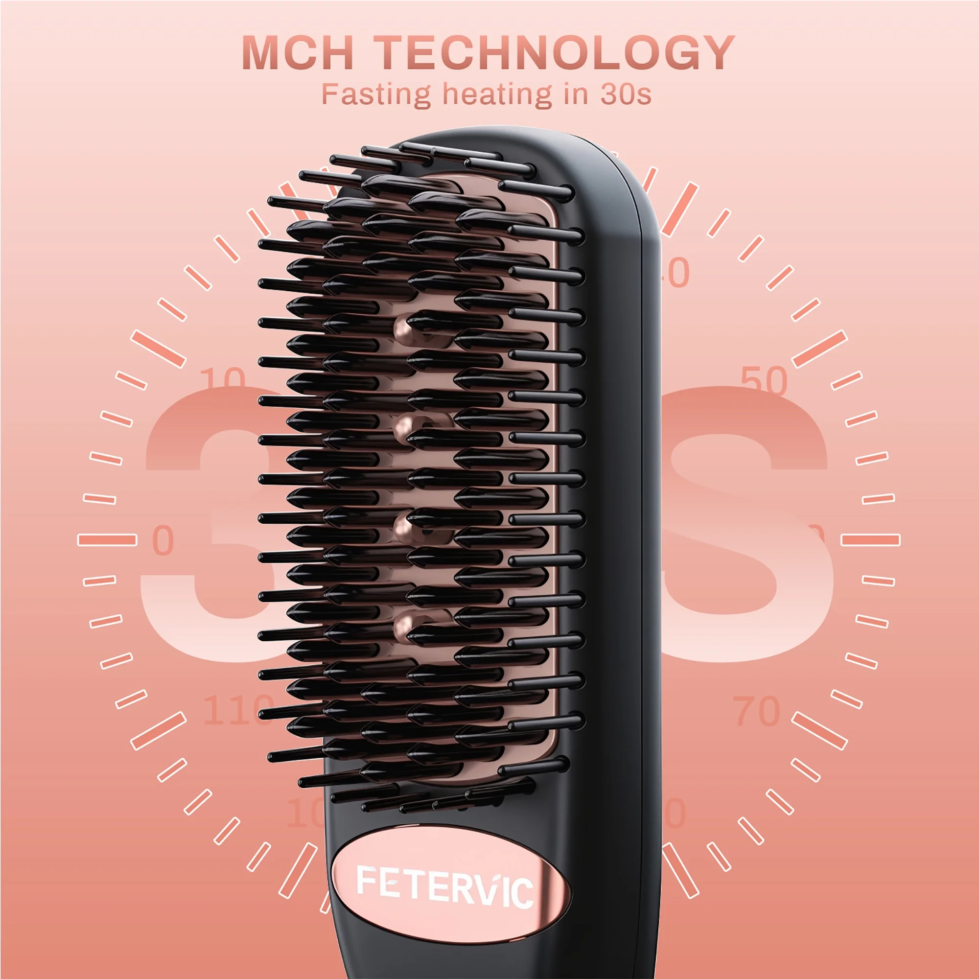 Hair Straightener Brush, FETERVIC Steam Hair Straightening Comb for All Hair Types , 13 Temp Settings & 30s Fast Heating & 60-Minute Auto Shut-Off - Gifts for Women - Image 5