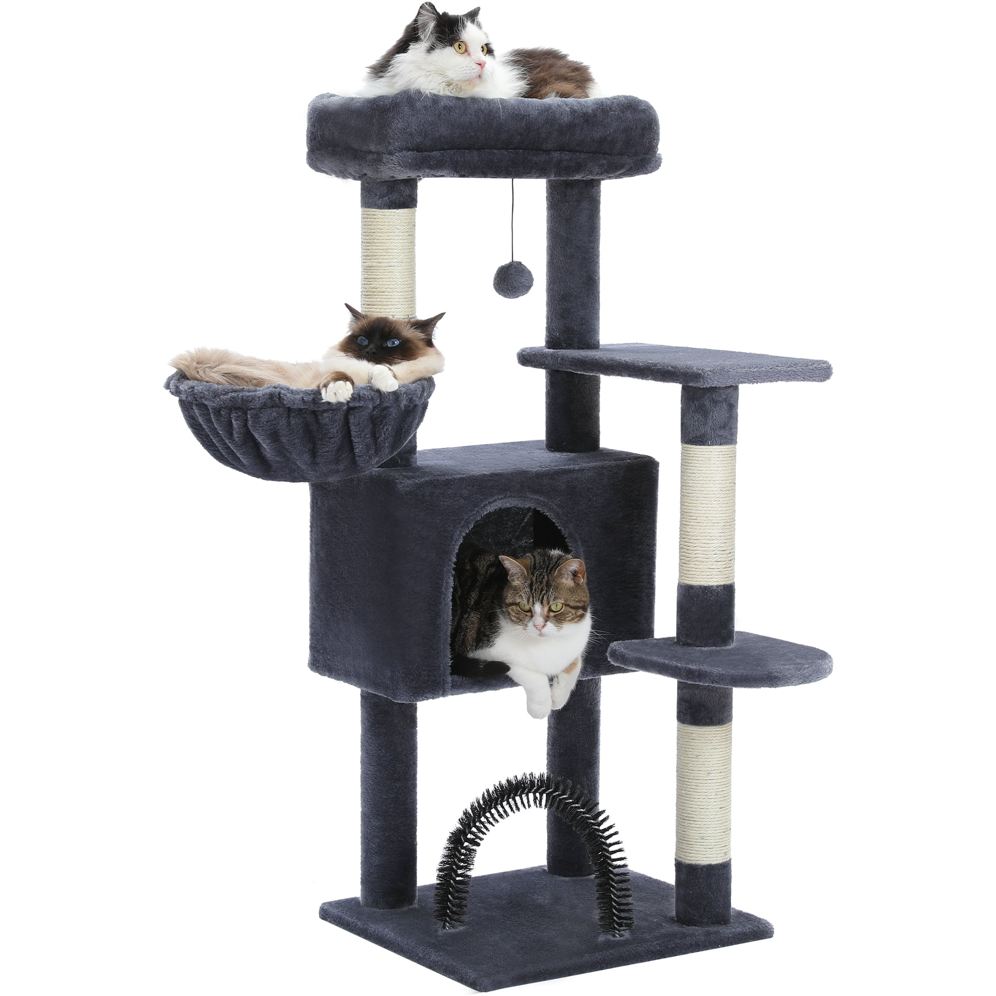 PAWZ Road 42" Cat Tree Condo With Large Perch Scratching Posts for Indoor Cats, Dark Gray - Image 5