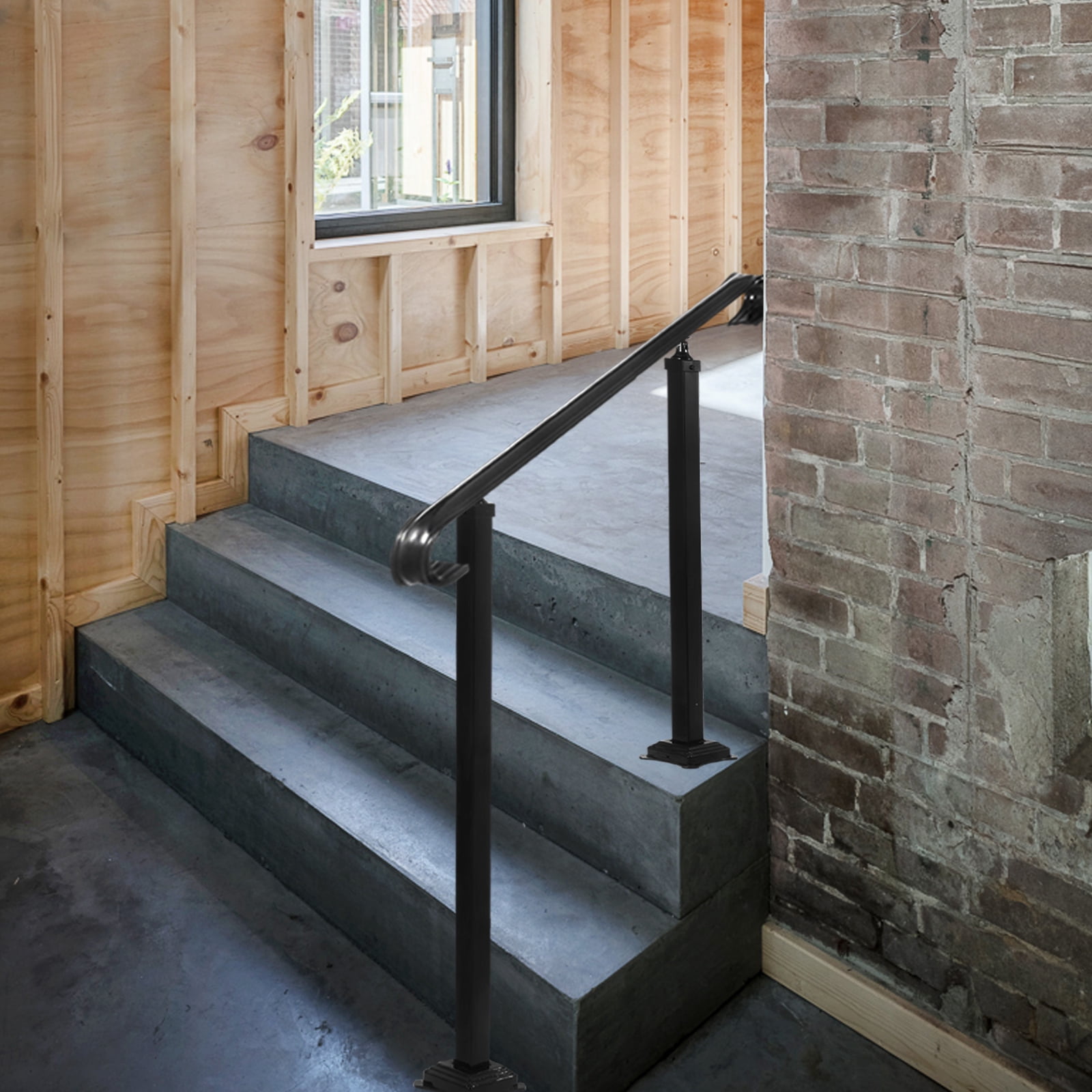 VEVORbrand Handrail for Stairs Fit 2 or 3 Steps Wrought Iron Handrail,Outdoor Stair Railing, Height Adjustable Front Porch Hand Rail, Black - Image 8