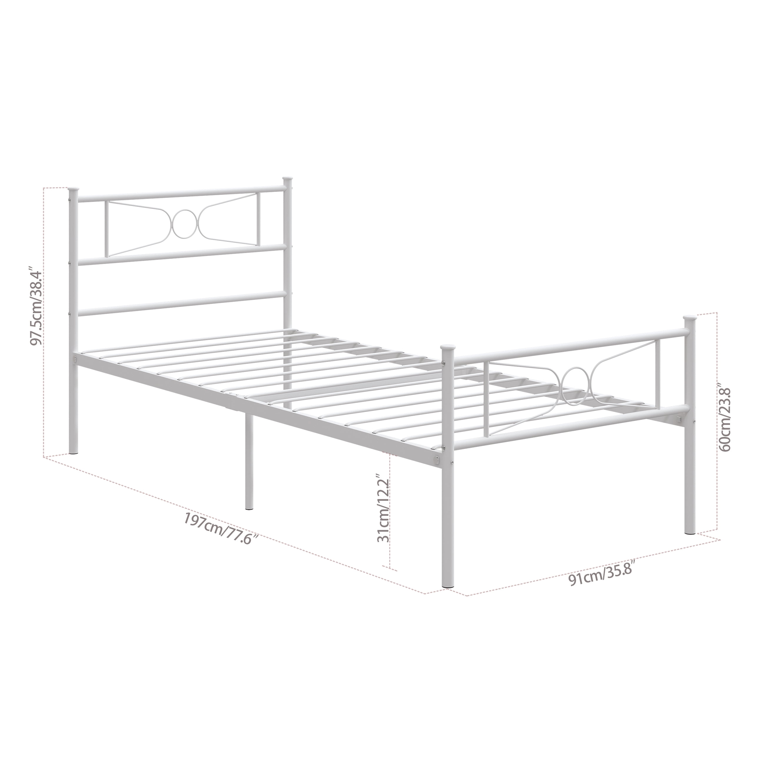 Yoneston Twin Platform Metal Bed Frame with Headboard No Box Spring - Image 9