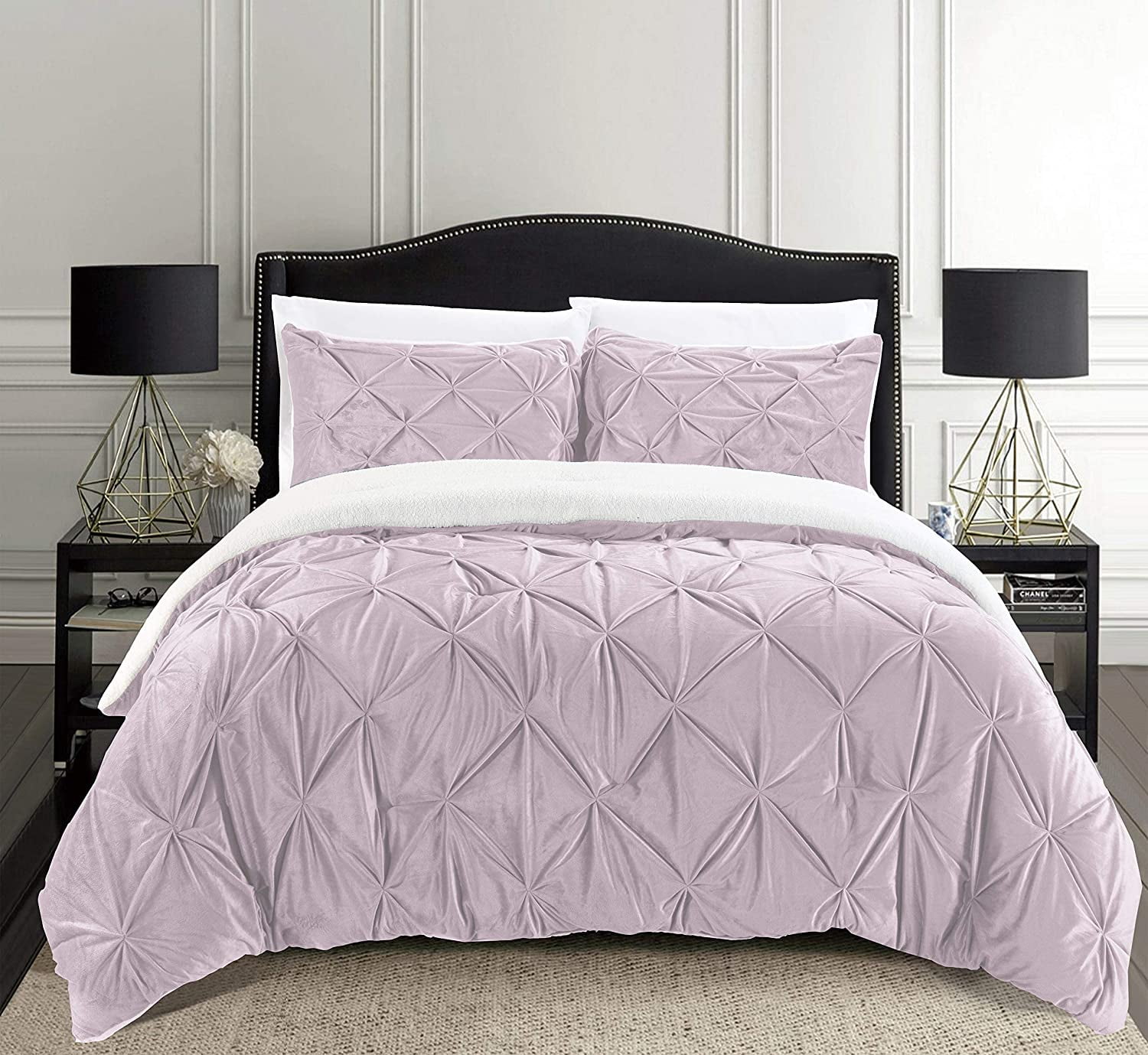 Pleated Sherpa Comforter Set King/Cal King Dusty Rose - Image 2