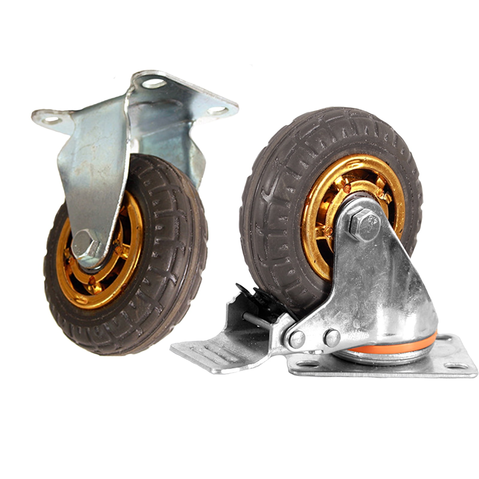 Ycvsad 3 inch Caster Wheels Heavy Duty casters Set of 4,Rubber Swivel Caster Quiet Anti-Skid with Brake 360 Degree Double Ball Bearing Castors(2PCS Fixed Caster Wheels 2PCS Swivel Casters with Brake) - Image 4