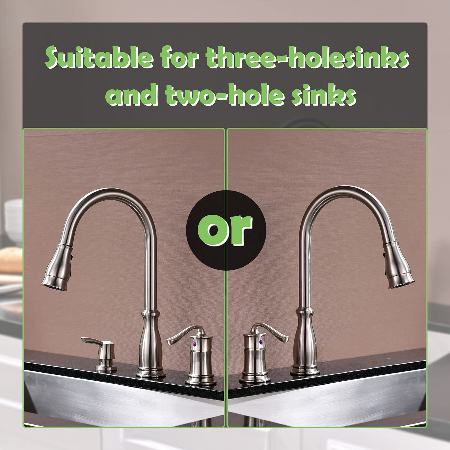 APPASO 3 Hole Kitchen Faucet with Pull Down Sprayer Stainless Steel Brushed Nickel 218BN - Image 5