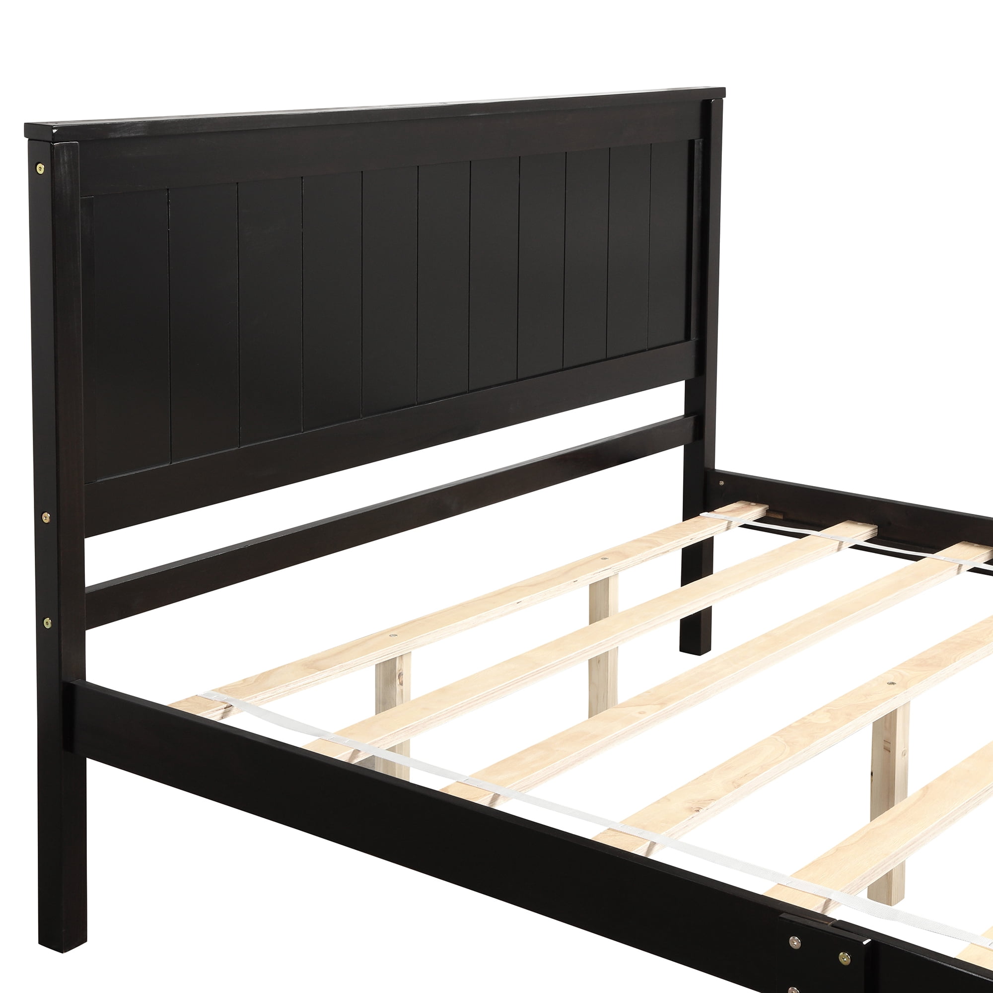 Euroco Modern Wood Platform Bed, Queen for Kids and Adults, Espresso - Image 5