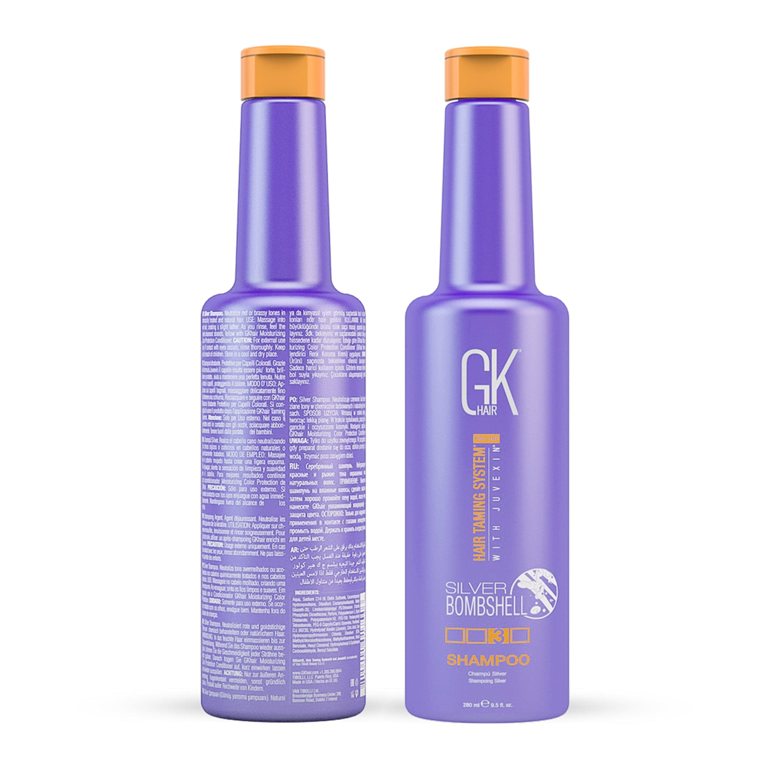 GK HAIR Global Keratin Silver Bombshell Purple Shampoo (24 Fl Oz/710ml) For Blonde, Platinum, Ash, Silver & Gray Hair Moisturizes Dry & Damaged Removes Yellow Brassy Tones - Image 4