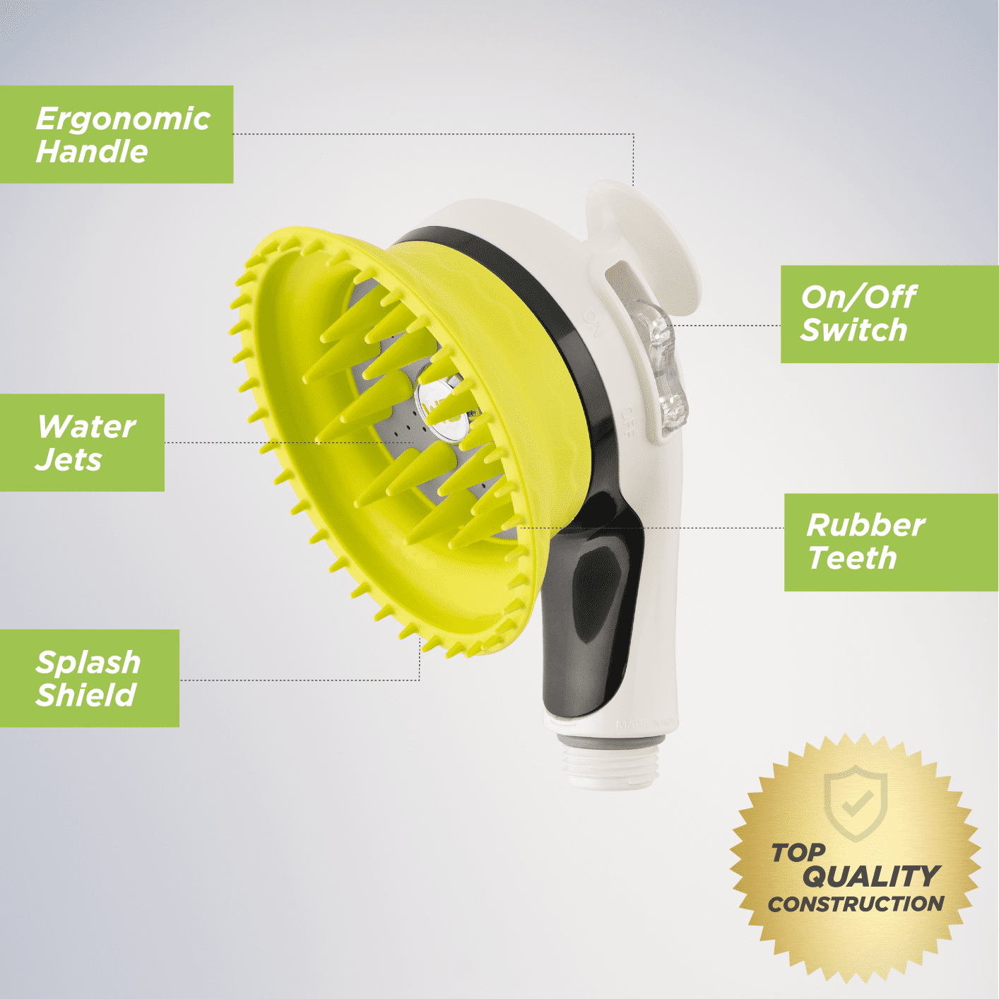 Wondurdog Quality Dog Wash Kit for Shower with Splash Guard Shield and Rubber Grooming Teeth. - Image 2