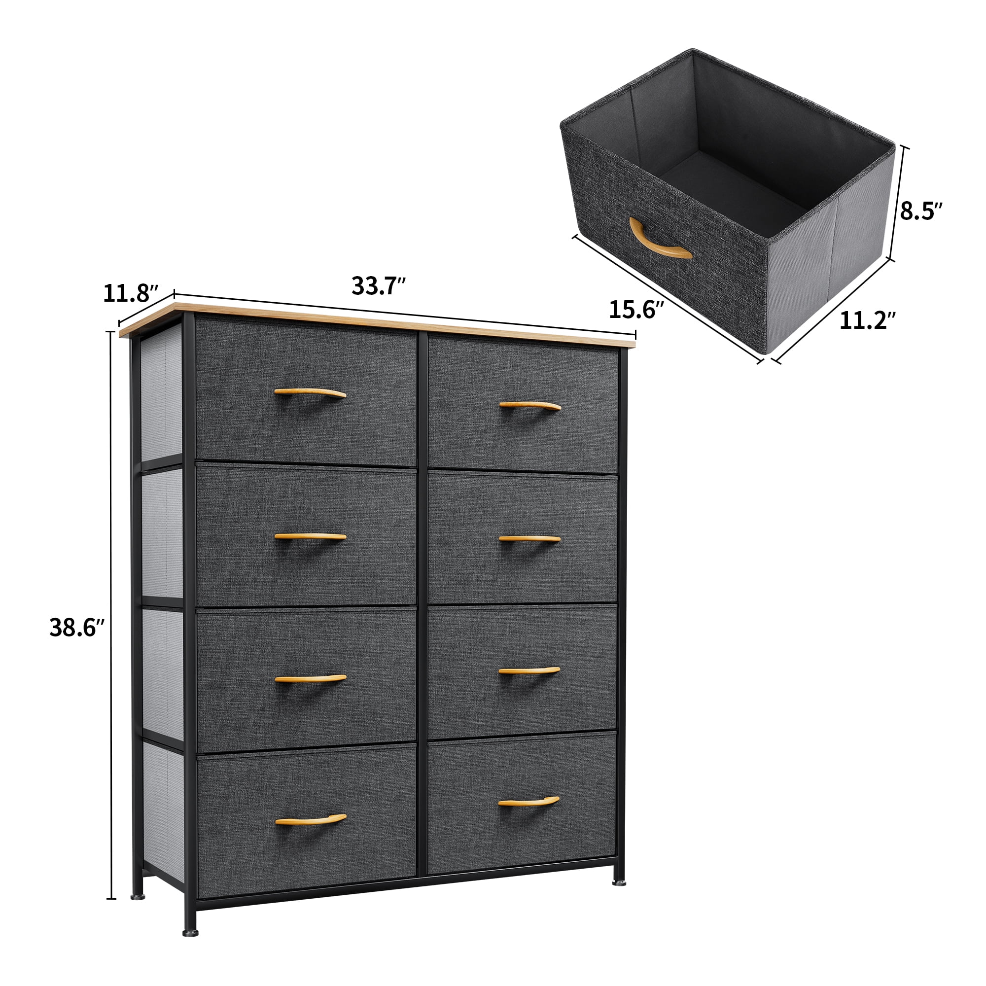 Dextrus 8 Drawer Dresser, Fabric Dressers for Bedroom with Easy Pull Fabric Bins Cool Gray - Image 2