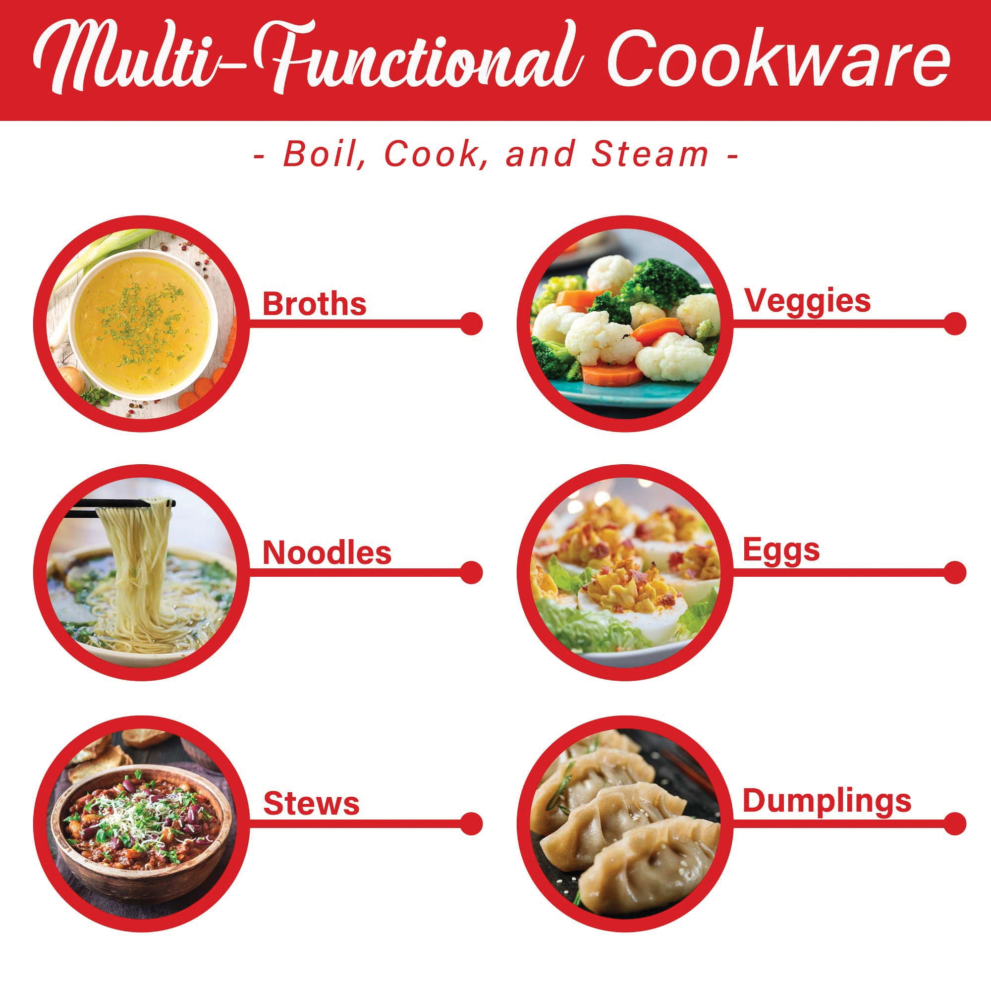 Brentwood HP-3015BL 1.6-Qt. 600-Watt Stainless Steel Electric Hot Pot Cooker and Food Steamer with Swivel Base - Image 3