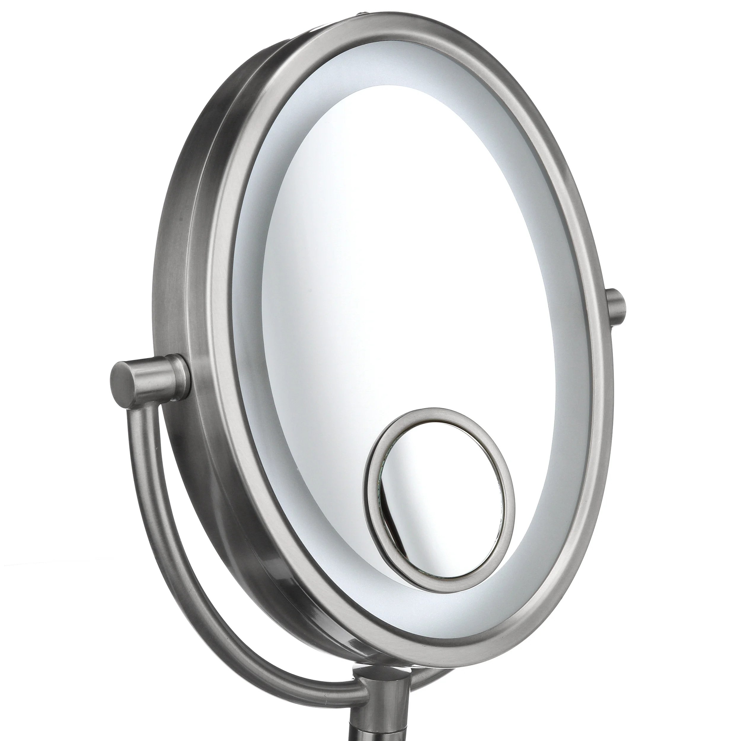 Jerdon 8 inch by 10 inch Oval Wall-Mounted Lighted Makeup Mirror with 10X-1X and 15X Spot Magnification, Nickel Finish, Direct Wire -Model HL9515NLD - Image 10