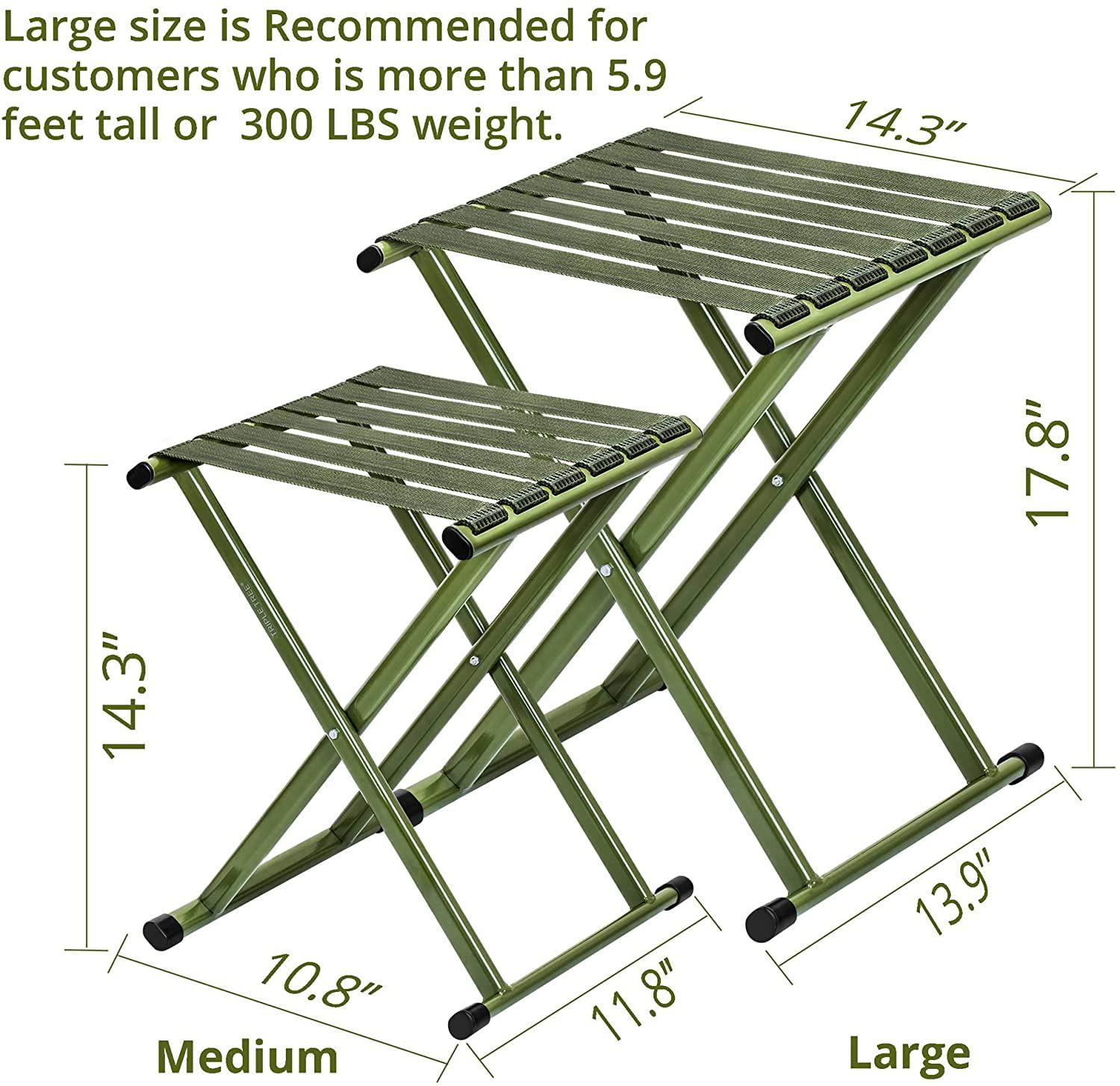 2pcs Folding Camping Stools, Heavy Duty Metal Portable Chair with Breathable Nylon Seat Anti-Slid Leg Cover for Outdoor Walking Hiking Fishing Gardening Bathroom Stool, Green 13.9x14.3x17.8inch - Image 3