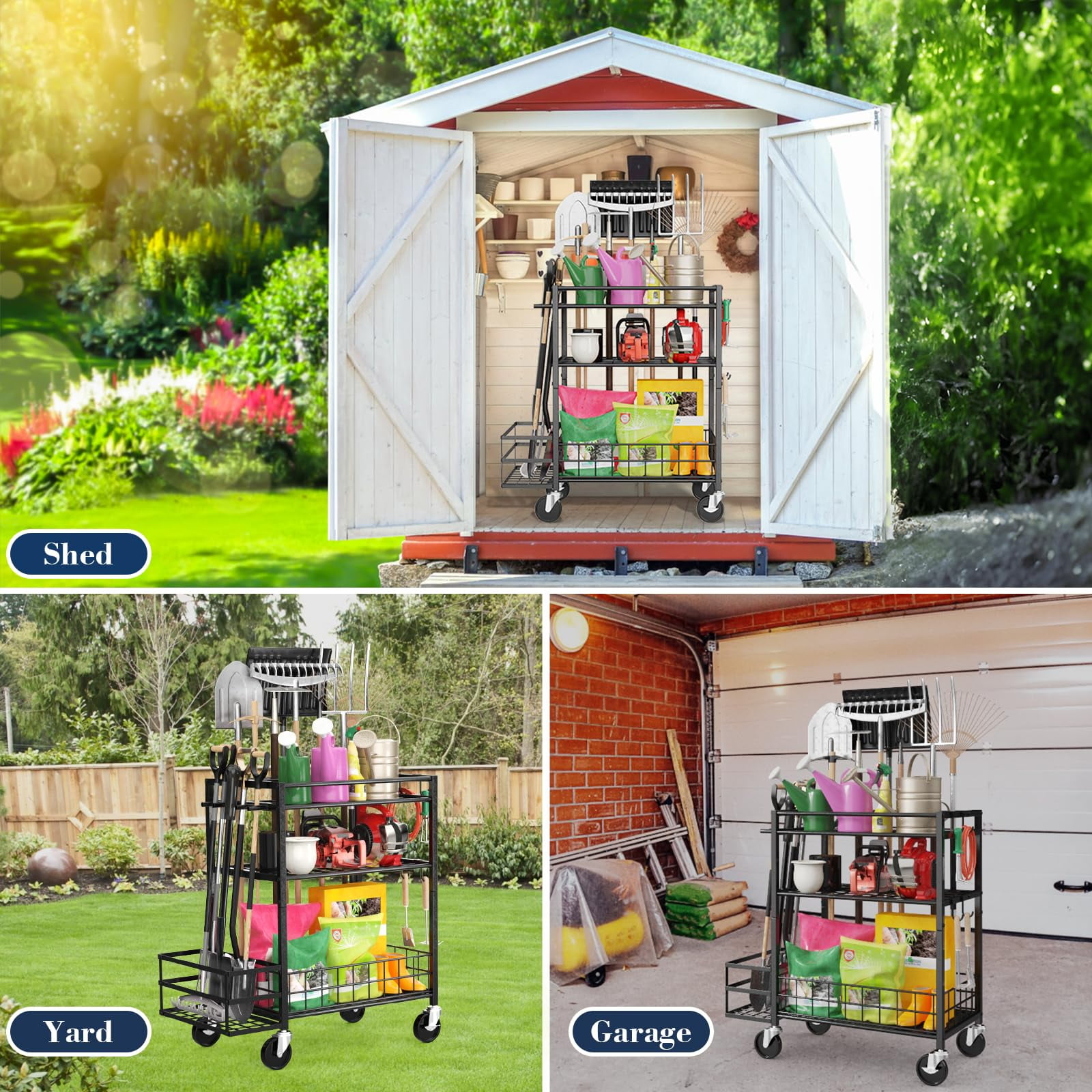 Emfogo Large Capacity Tool Boxes and Organizers, Iron Black, 47" x 16" x 24" - Image 3