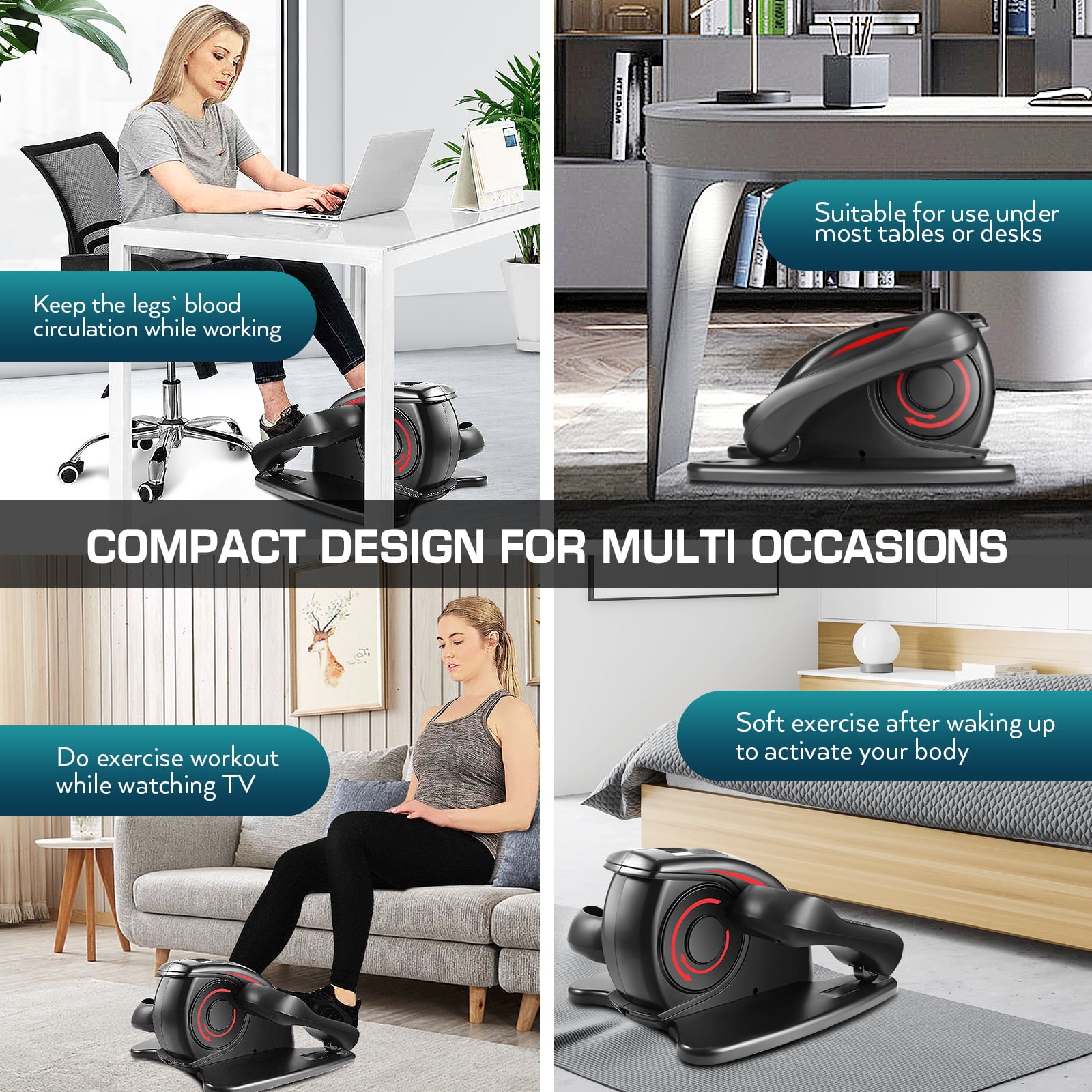FUNMILY Under Desk Elliptical Machine Electric Seated Pedal Exerciser, Quiet & Compact Mini Elliptical Trainer with LCD Display Monitor and Remote Control, Home Office Leg Exerciser for Seniors,Adult - Image 6