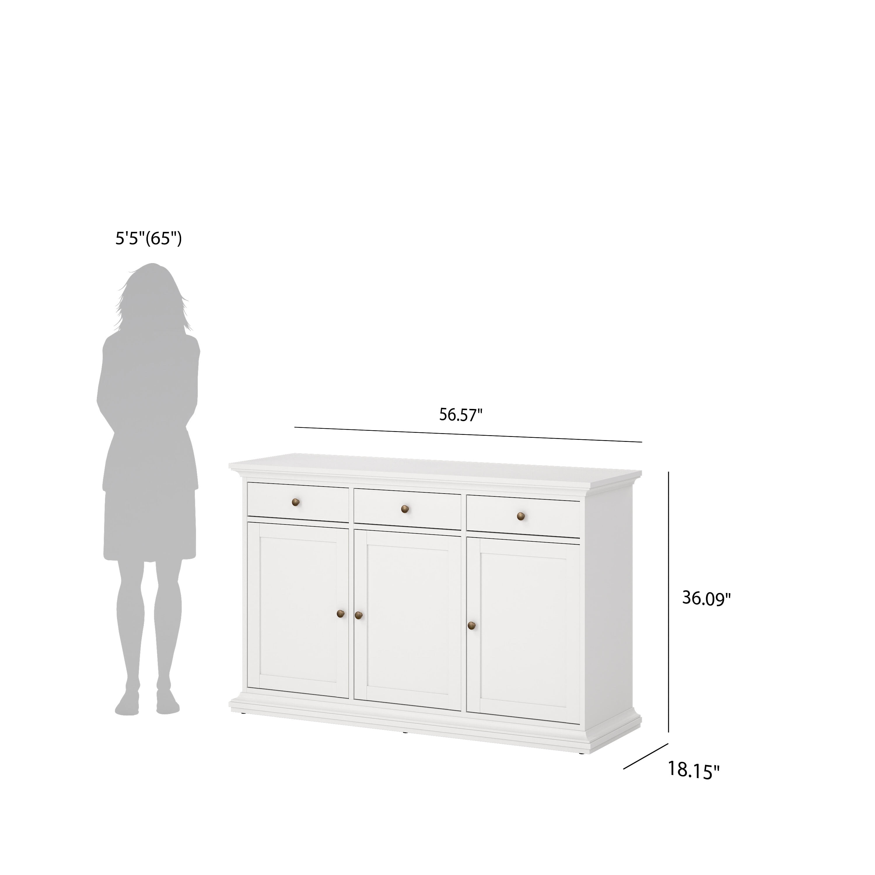 Tvilum Sonoma 6 Shelf Sideboard with 3 Doors and 3 Drawers, White - Image 6