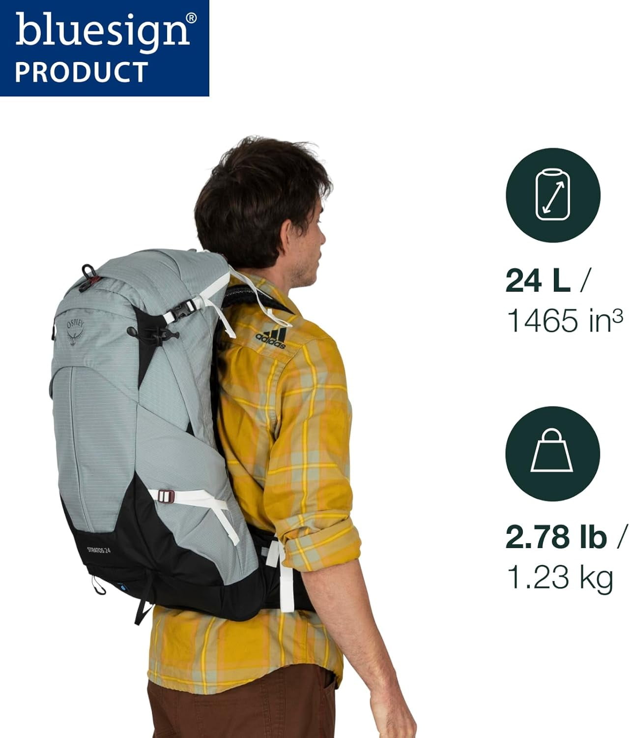 Osprey Stratos 24L Mens Hiking Backpack - Cetacean Blue - Image 8