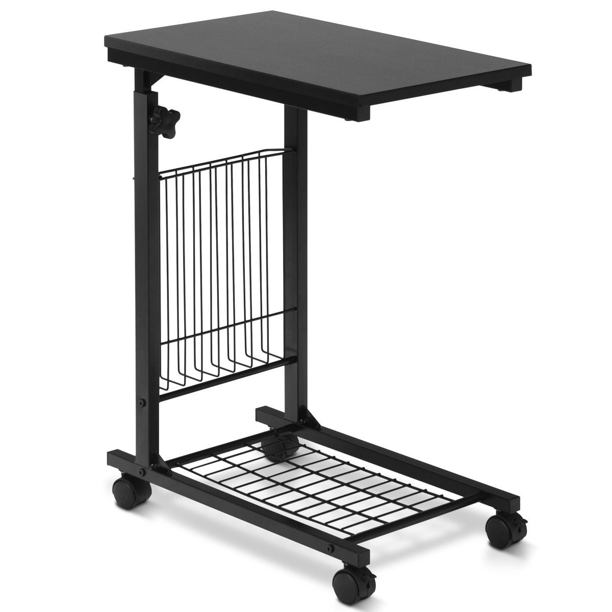 Gymax Height Adjustable Sofa Side Table Snack End Slide Under Table Rolling Casters - Image 9