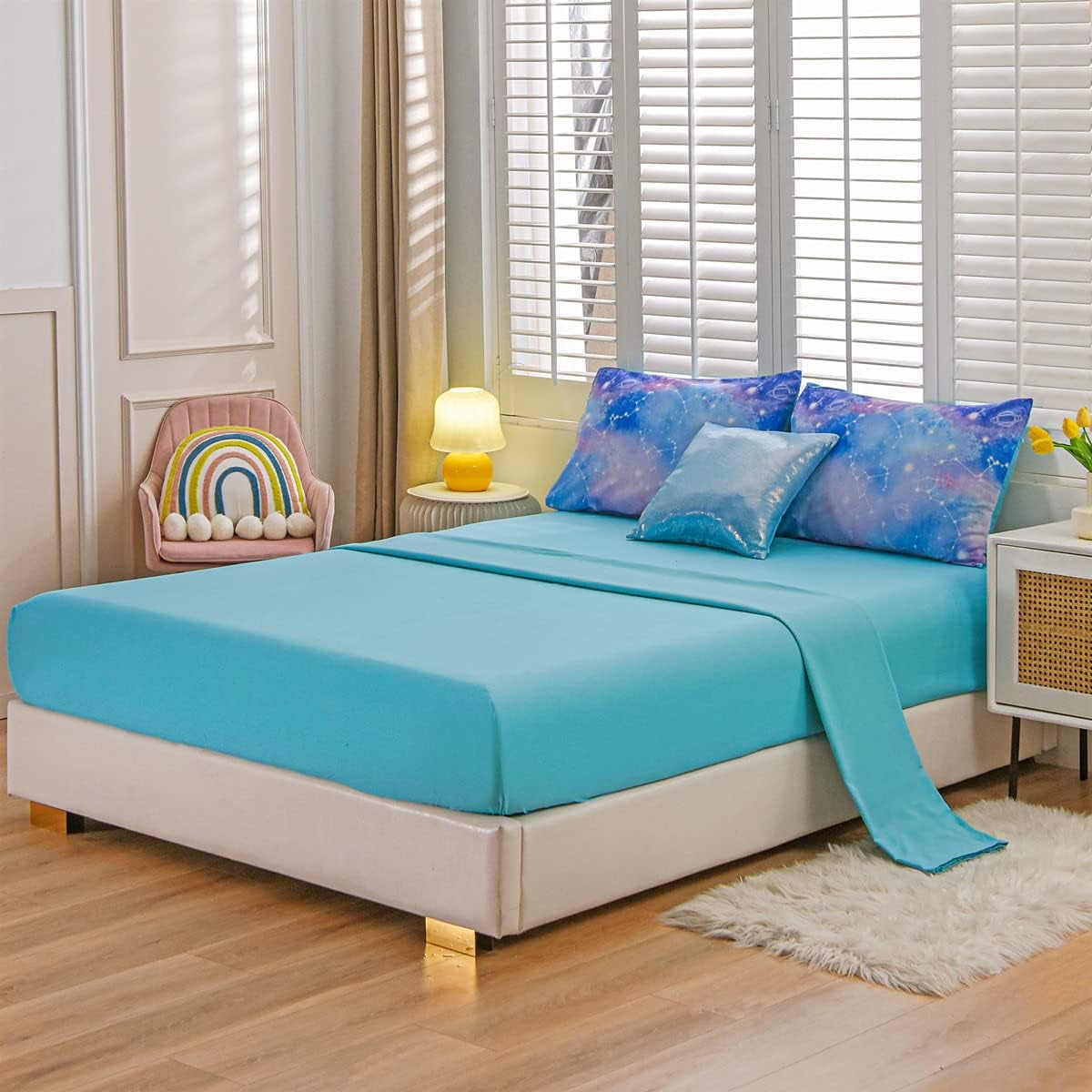 NTBED Tie Dye Constellation Ombre Comforter Set Twin Gradient Galaxy Bedding Set Blue Purple 6pcs - Image 3