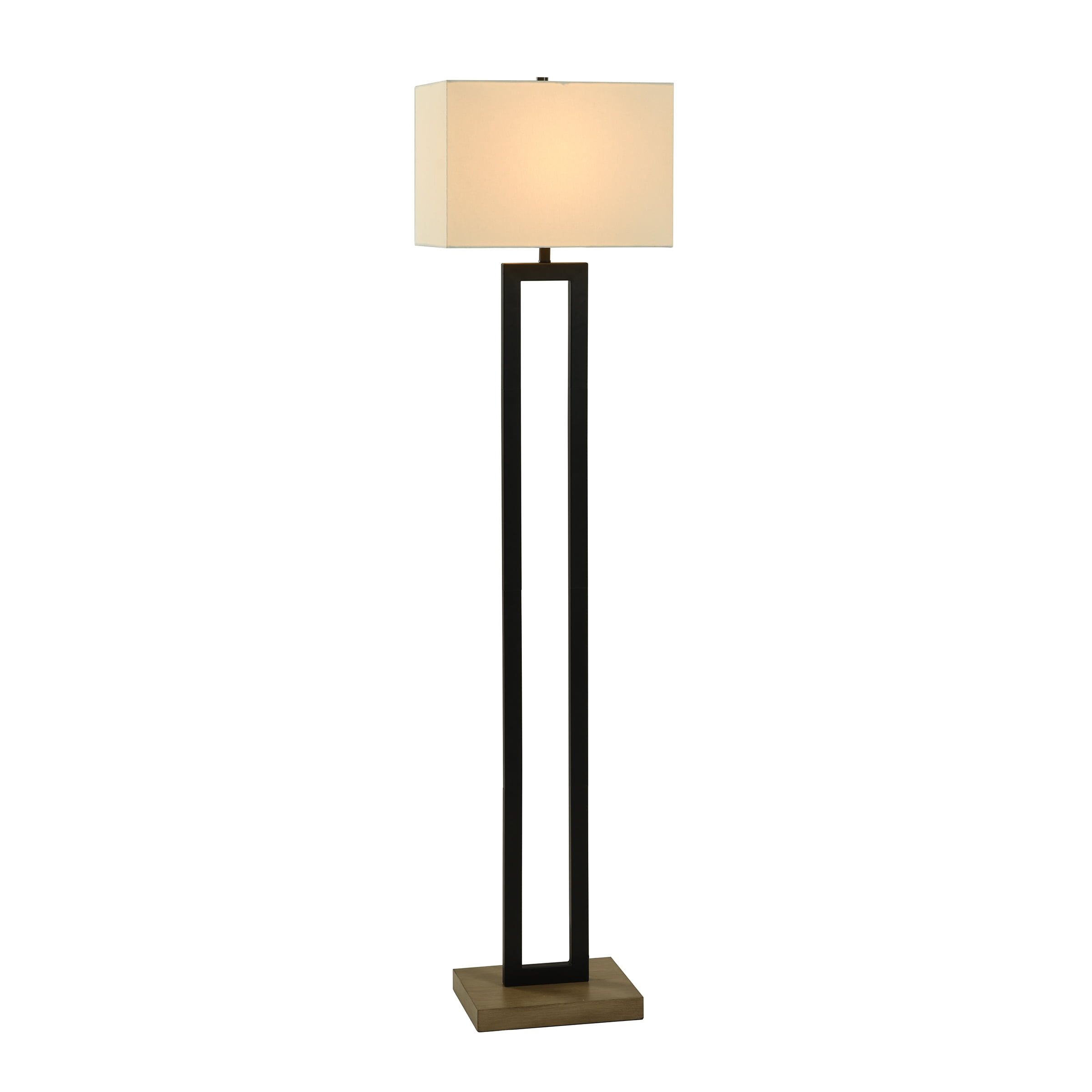 Better Homes & Gardens 61"H Metal Windowpane Floor Lamp, Black Finish with Faux Wood Base - Image 2