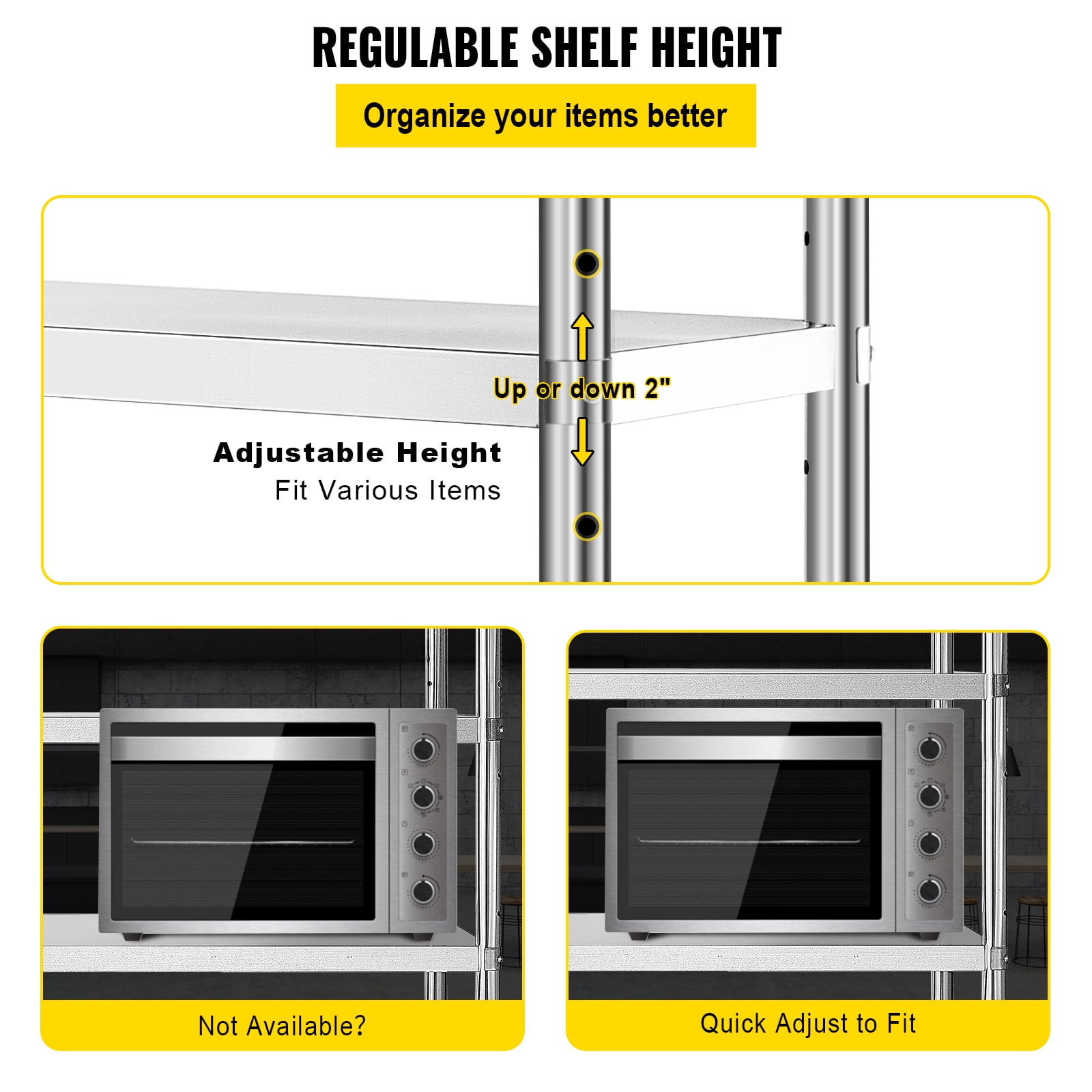 BENTISM 46.8x18.5 inch Stainless Steel Shelf Heavy Duty Shelf 4 Tire Rack Kitchen Shelf Storage - Image 4