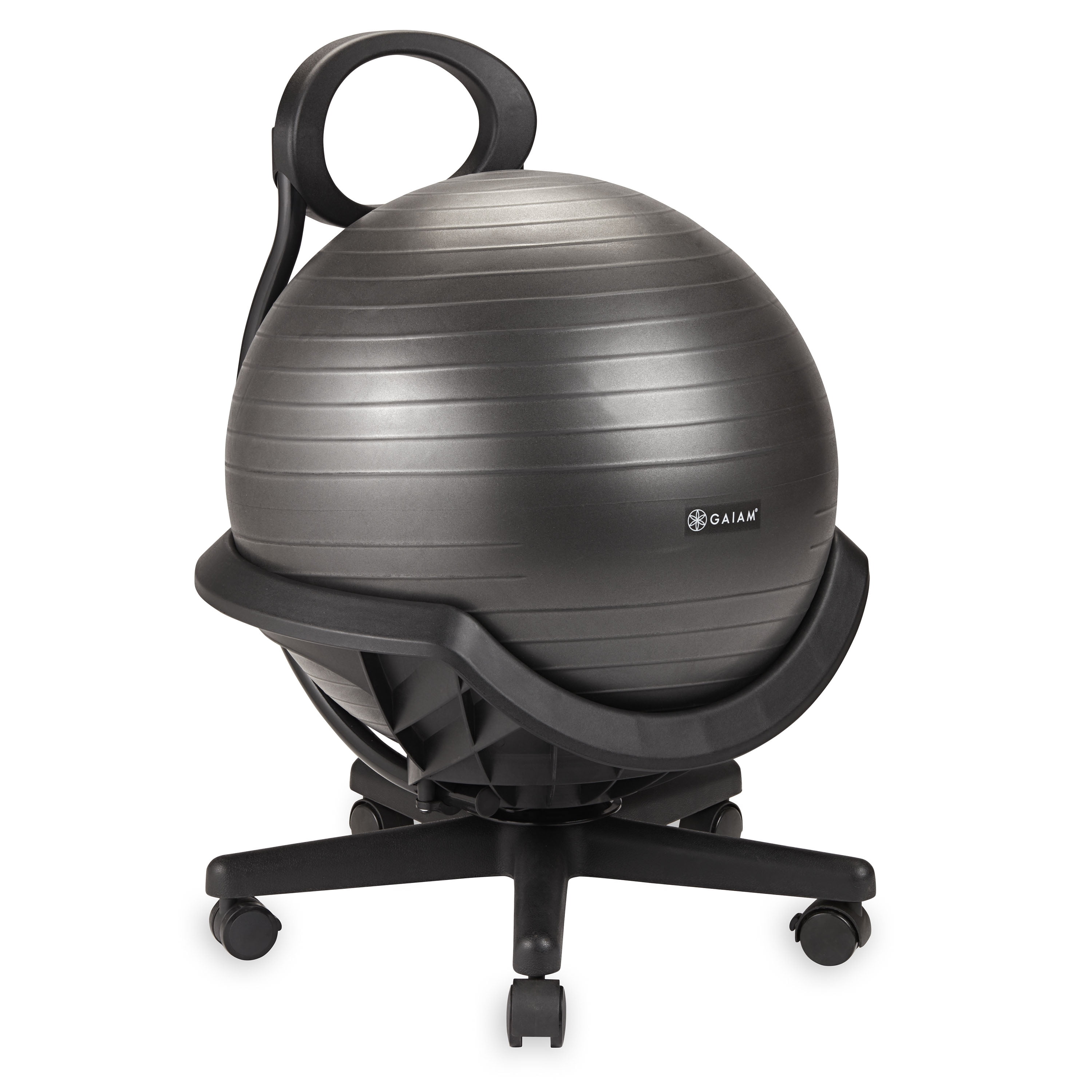 Gaiam Ultimate Fitness Balance Ball Chair with Swivel 5 Wheel Base, Black - Image 2