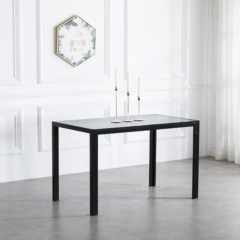 Ktaxon Modern Glass Dining Table For 4, Breakfast Table 47" Kitchen Rectangle Table for Small Space, Dining Room, Black - Image 6