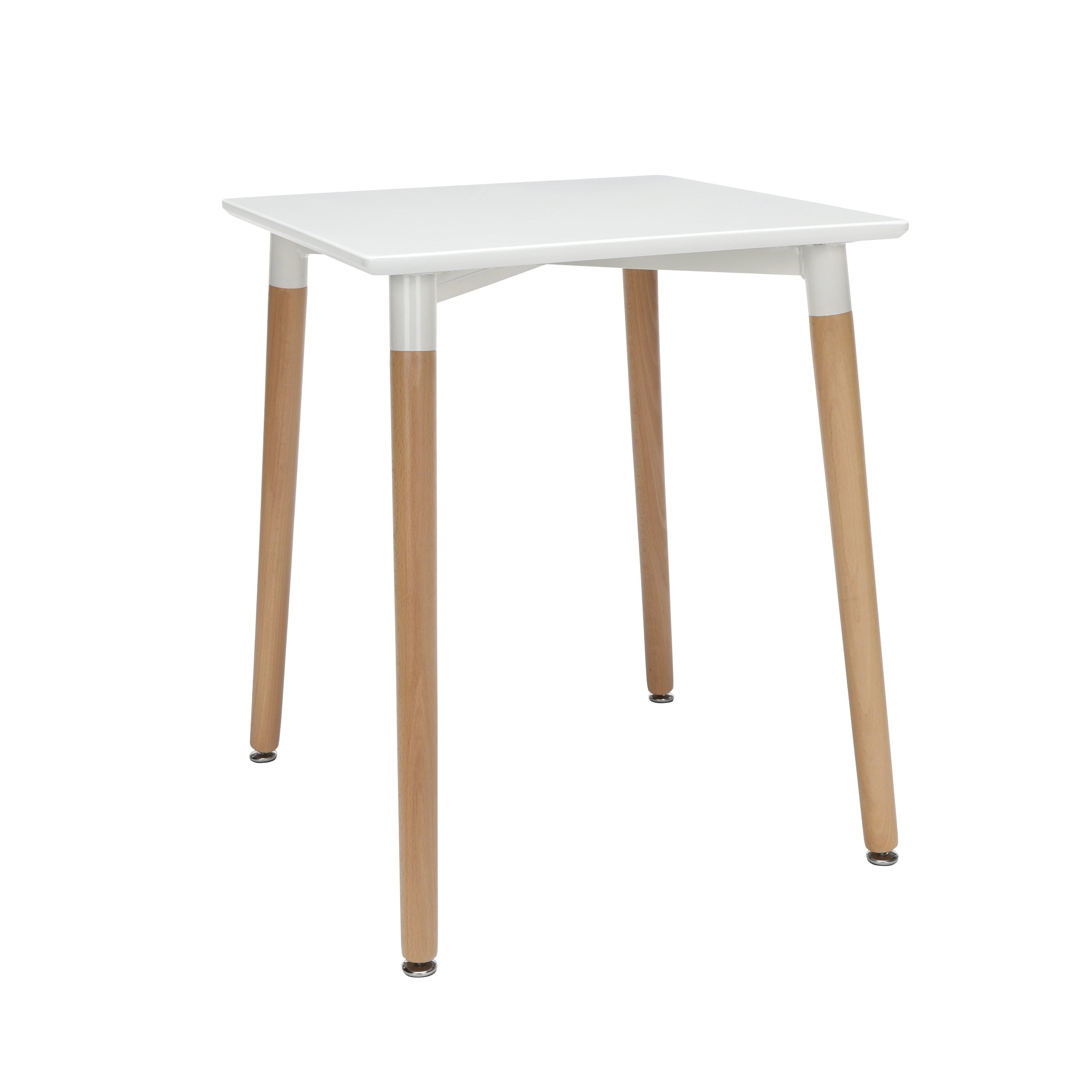 OFM Mid Century Modern 24" Square Dining Table, Solid Wood Legs, White - Image 9