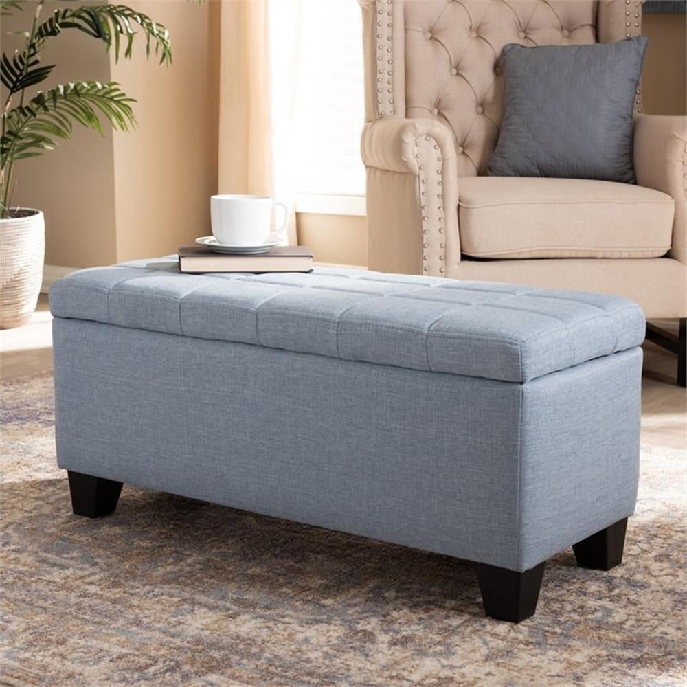 Baxton Studio Fera Modern and Contemporary Light Blue Fabric Upholstered Storage Ottoman - Image 6