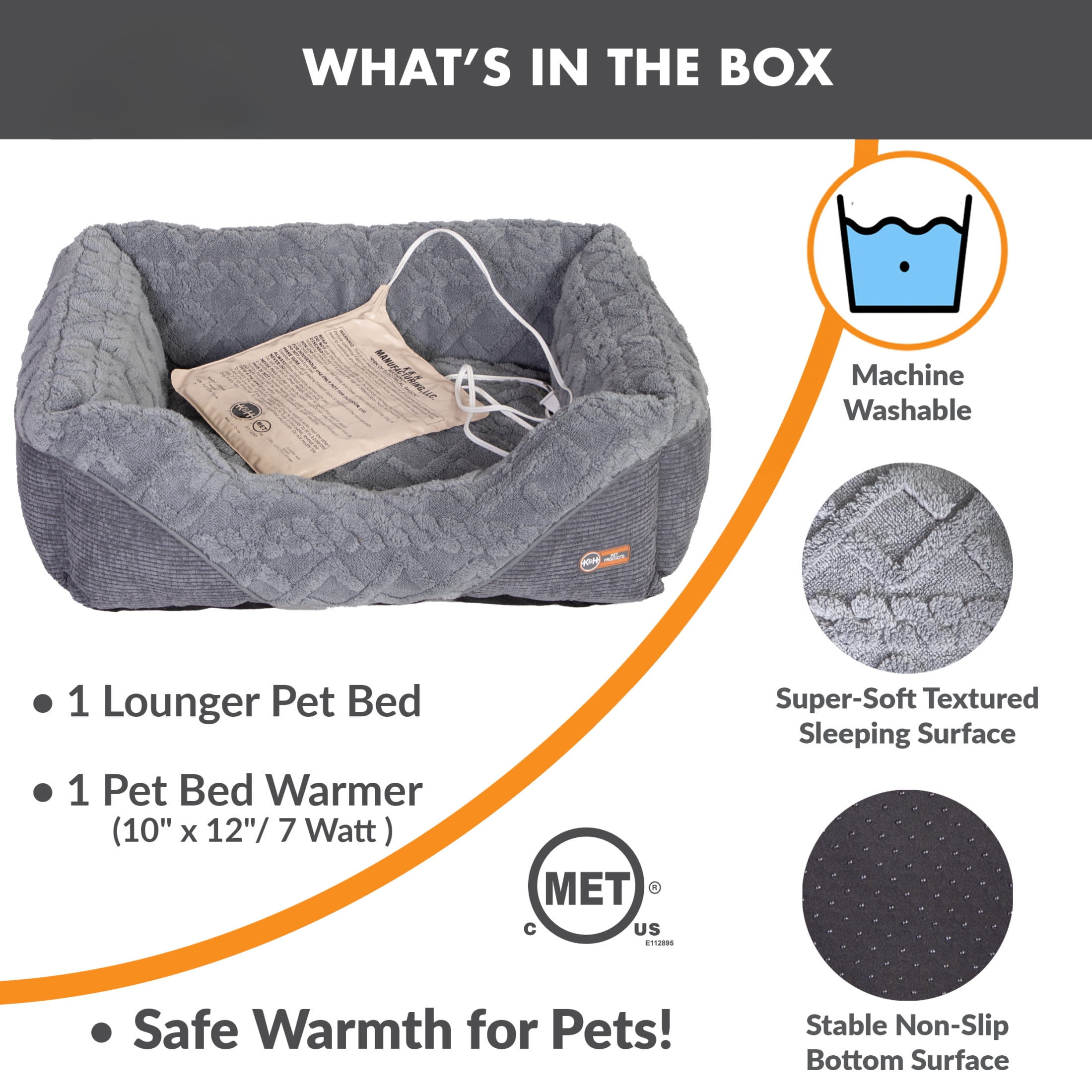 K&H Pet Products Thermo-Pet Lounge Sleeper Heated Cat & Dog Bed Gray Medium 30.5 X 24.5 X 9 Inches - Image 4