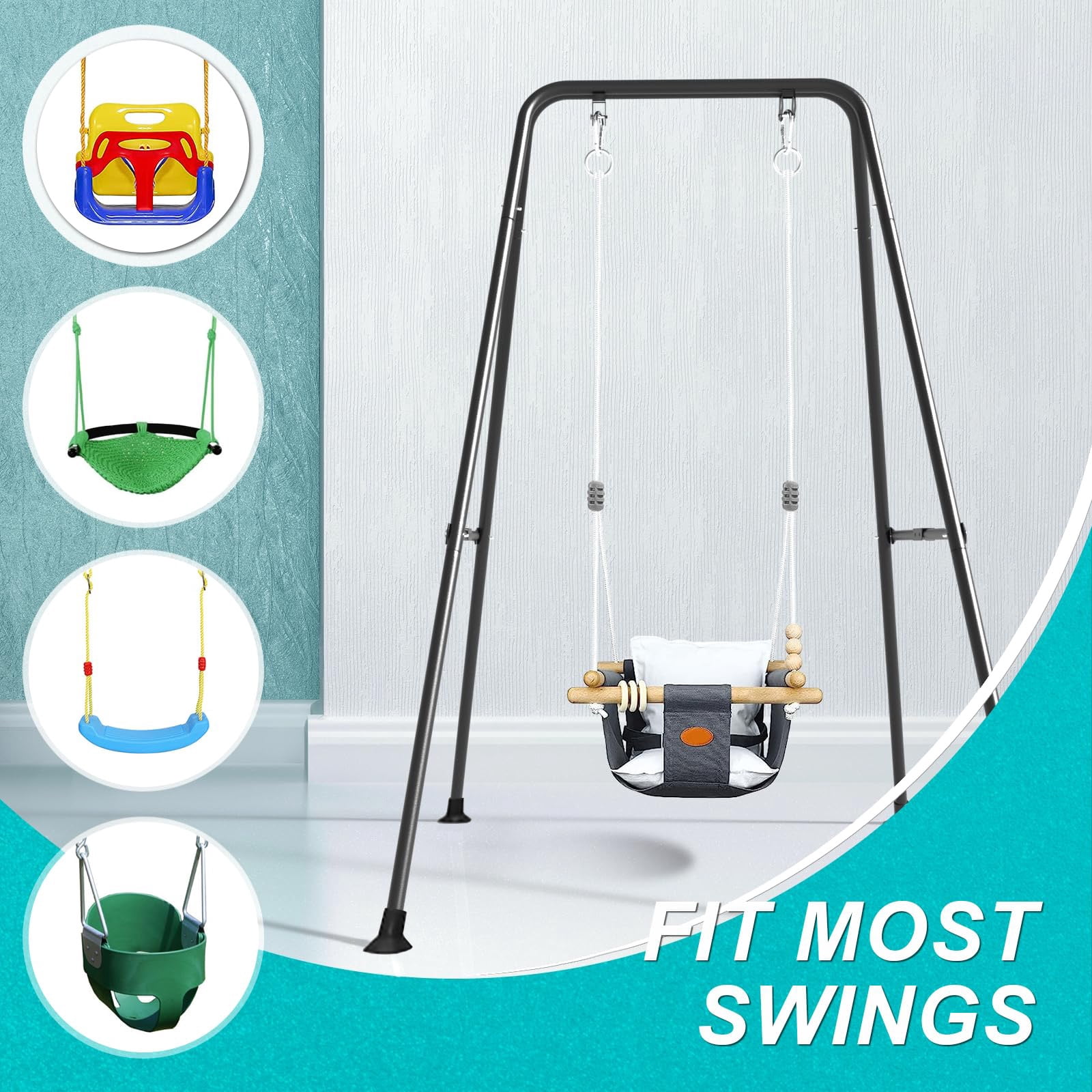 G TALECO GEAR Foldable Swing Stand for Kids, Toddler Swing Sets for Backyard, Outdoor Metal Swing Frame for Baby Swings, Black - Image 7