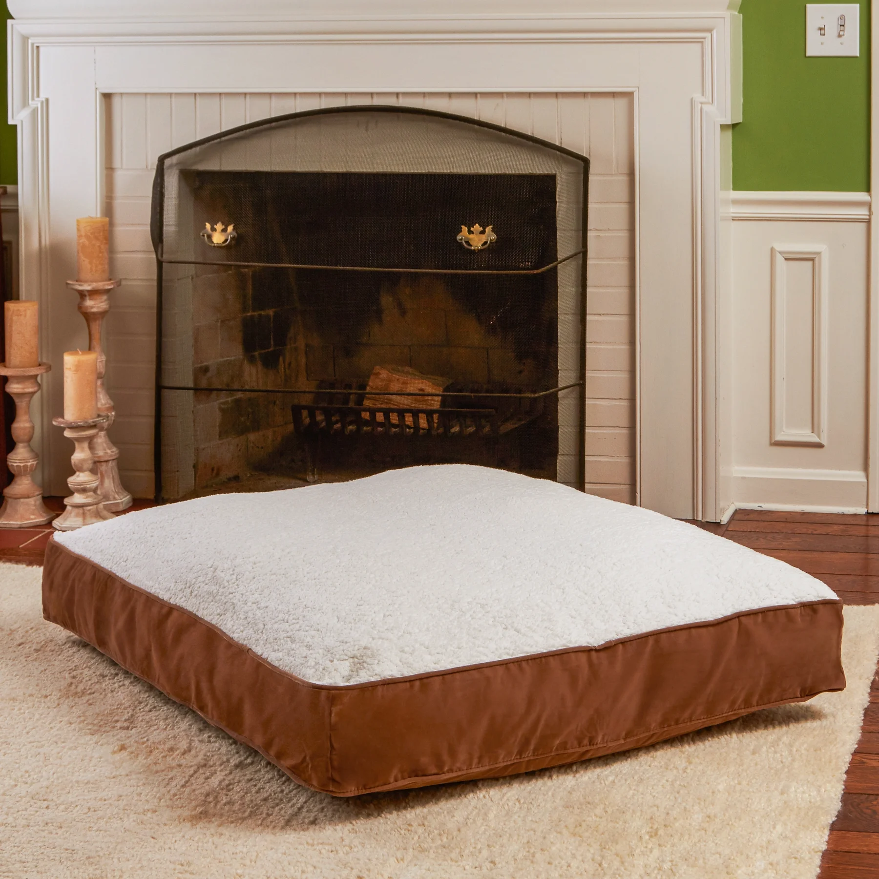 Happy Hounds Buster Sherpa Rectangle Pillow Style Dog Bed, Latte, Large (48 x 36 in.) - Image 2