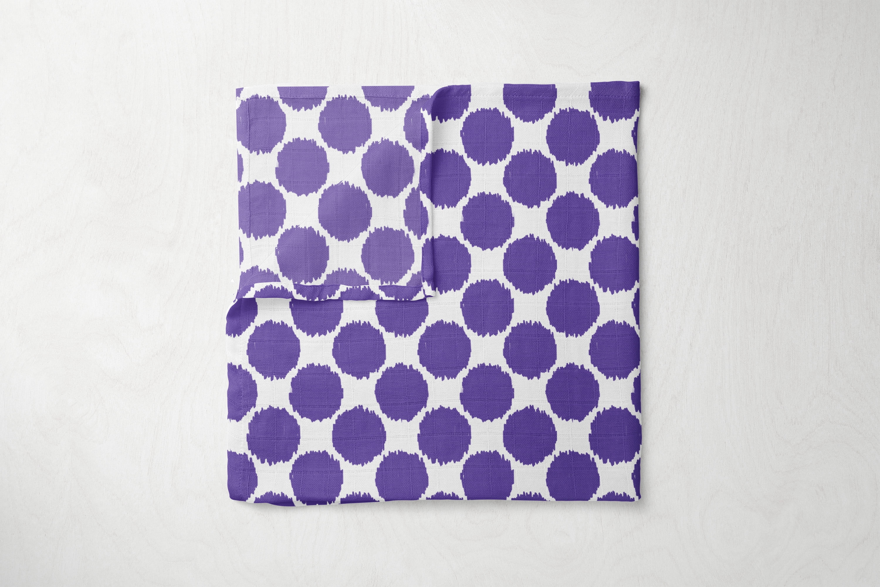 Bacati - Ikat Leopard/Dots/Damask 4-Piece Crib Bedding Set with 2 Muslin Swadling Blankets, Purple/Grey - Image 4