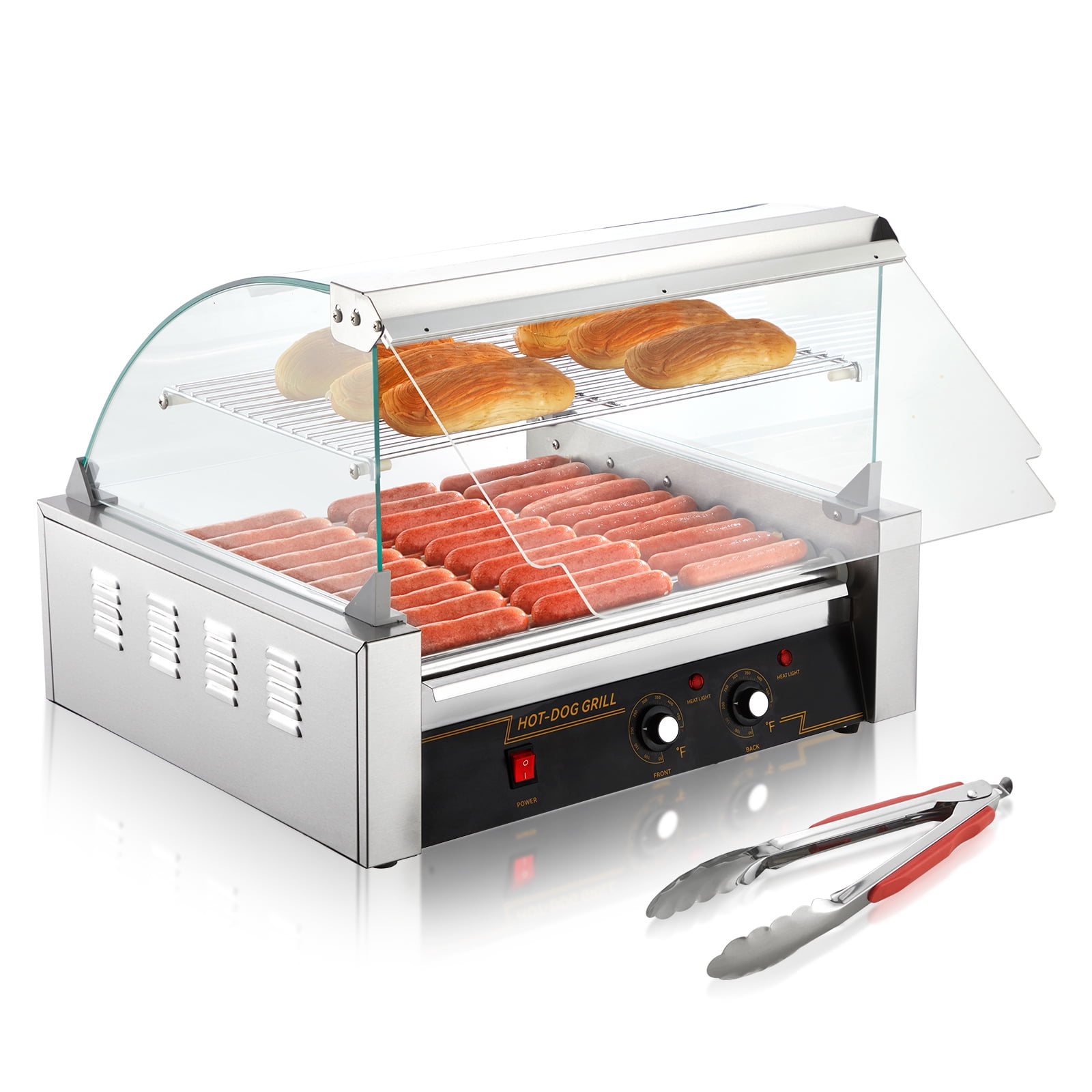 KFFKFF Backsplash Shelf 1650W Electric 30 Hot Dog 11 Roller Grill Cooker Machine - Image 2