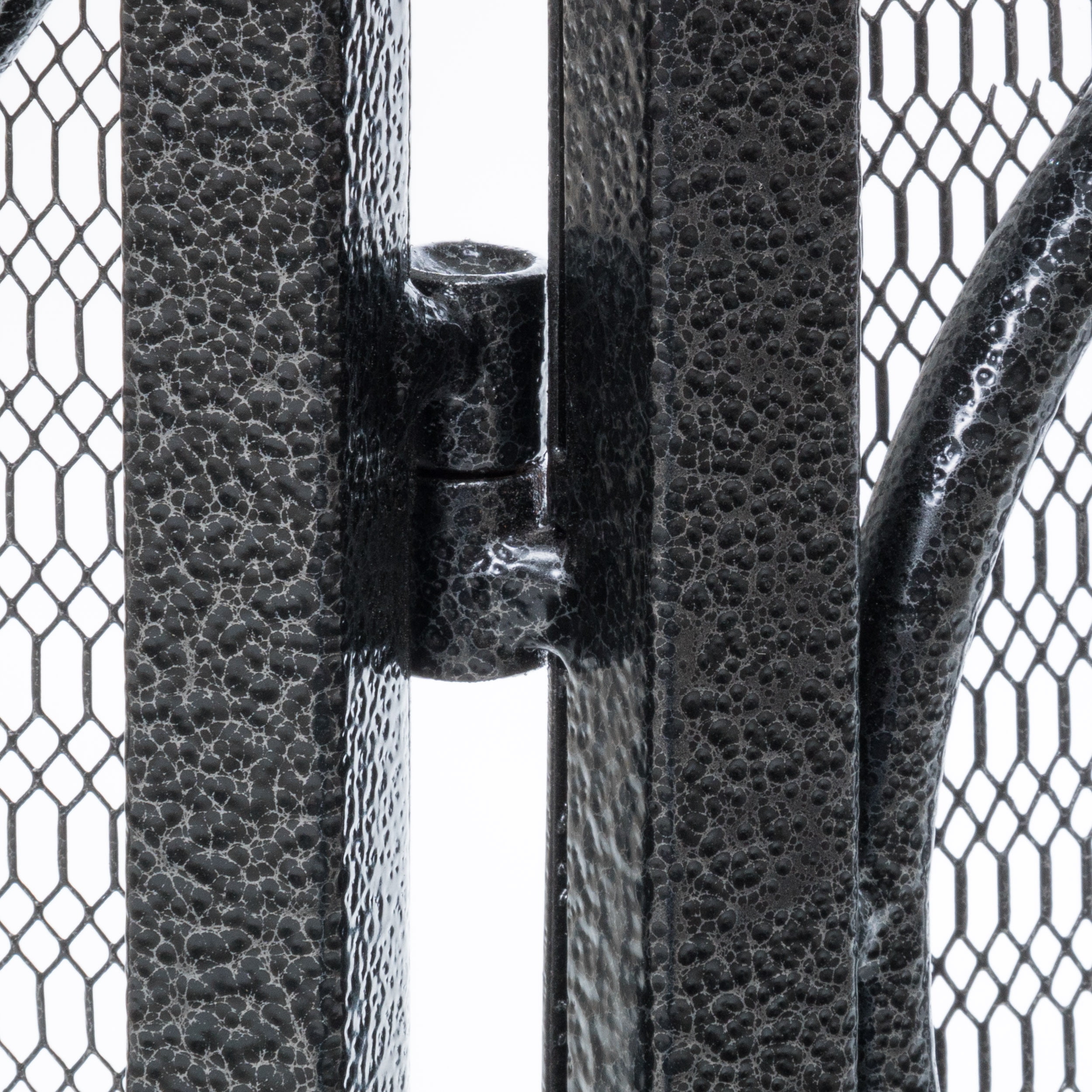 Noble House Christopher Iron Fireplace Screen, Silver Flower on Black - Image 12