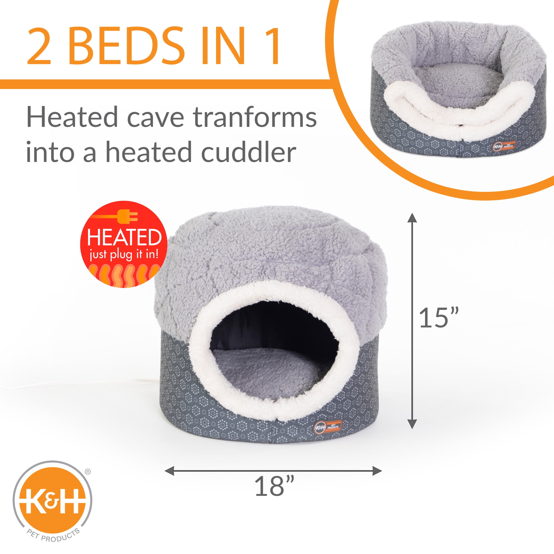 K&H Pet Products Thermo-Pet Nest Heated Cat Bed Gray Small 18 X 15 Inches - Image 3