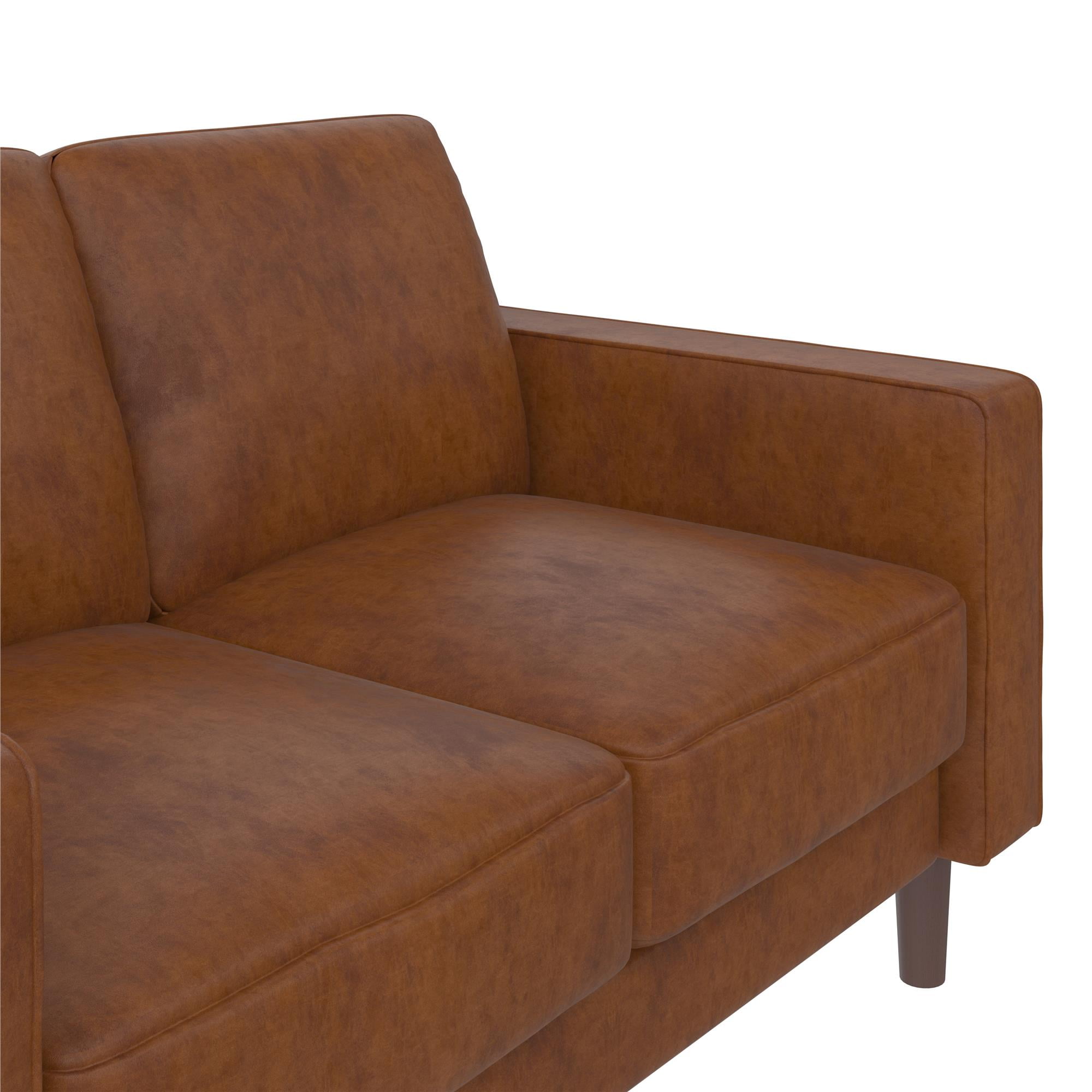 DHP Bryanna Loveseat 2 Seater Sofa , Camel Faux Leather - Image 6