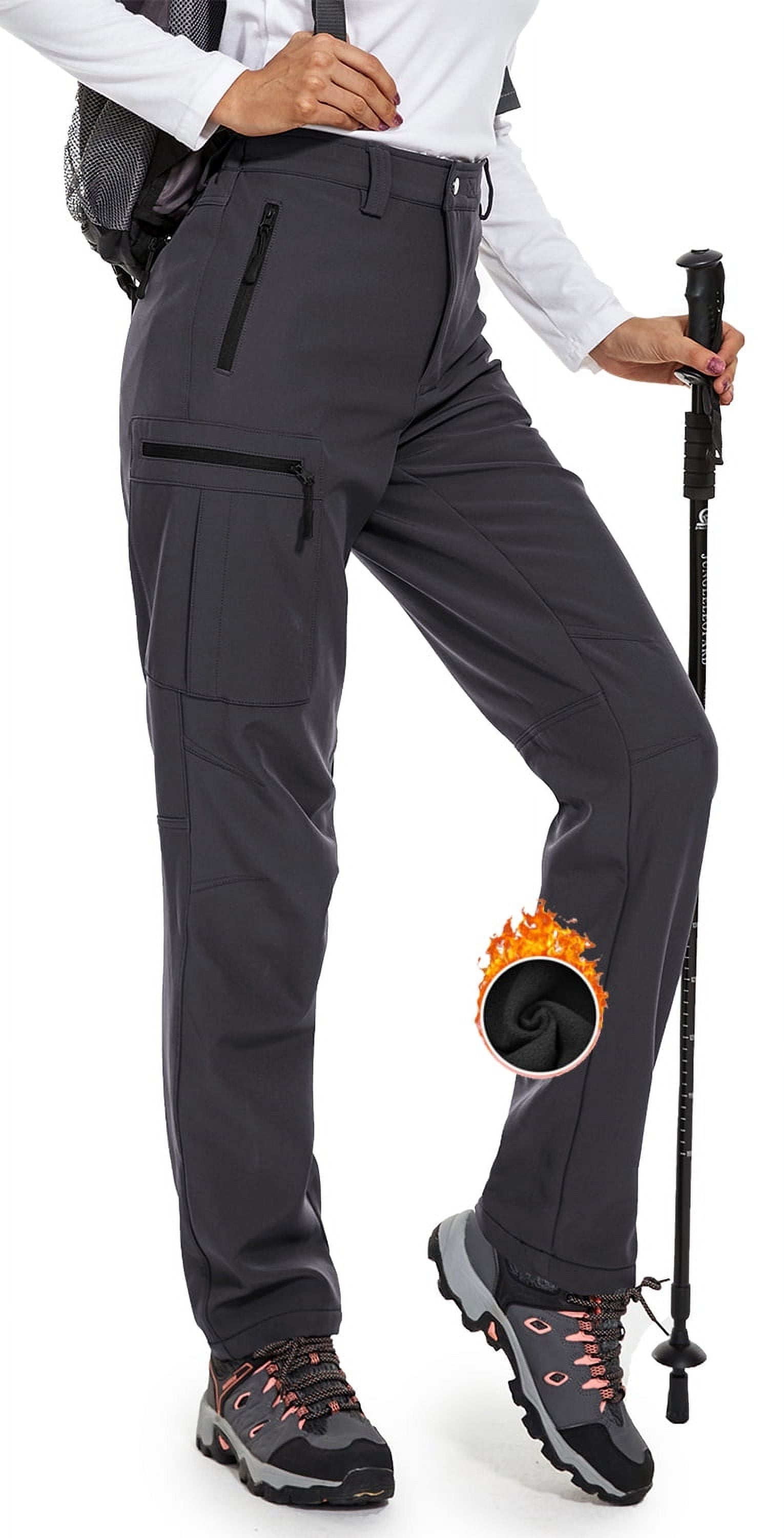 Hiauspor Women's Snow Pants Waterproof Fleece Lined Insulated for Ski Winter Hiking Grey 2XL - Image 3